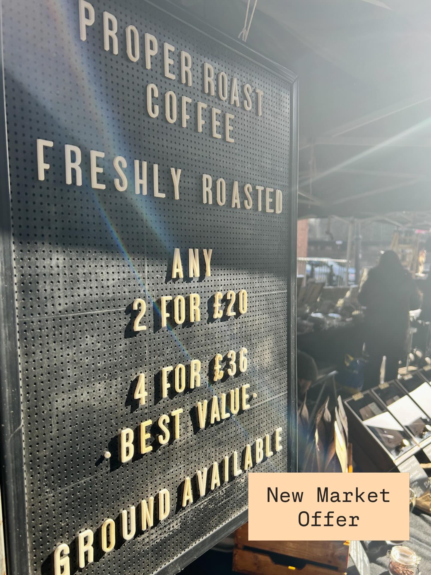 New offer and a new coffee today at Stockport @_makersmarket, and the sun is shining!
This offer, and coffee, will be launching online soon — stay tuned.