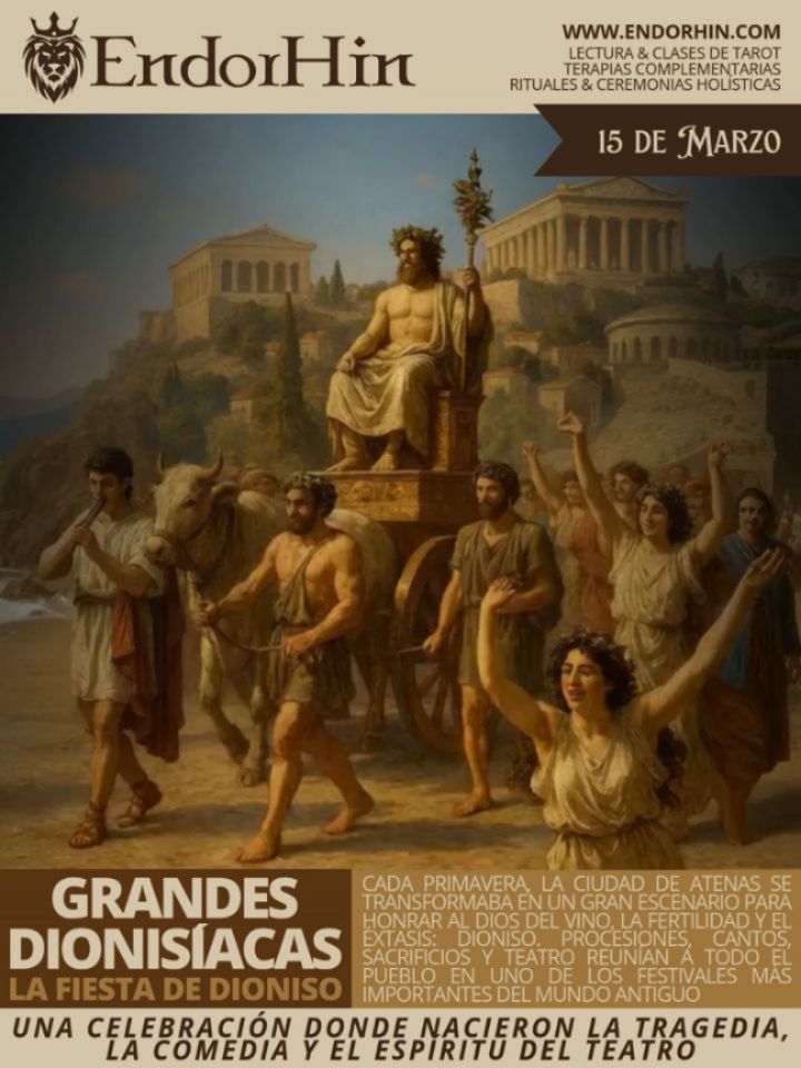 🍇🎭 En la antigua Atenas, cuando llegaba la primavera, la ciudad entera se transformaba.
Procesiones, cantos, sacrificios y teatro celebraban al dios del vino y la inspiración: Dioniso.
Durante el mes de Elafebolión (aproximadamente mediados de marzo a comienzos de abril), se celebraban las Grandes Dionisíacas.
Allí nacieron la tragedia, la comedia y el teatro que todavía hoy nos conmueve.
Un festival donde la religión, el arte y la vida cotidiana se encontraban.
Desliza el carrusel y descubre la fiesta que dio origen al teatro.
🎭🍷
.
.
.
.
.
.
#CalendarioPagano #Tarot #Mitologia #Historia #Astrologia