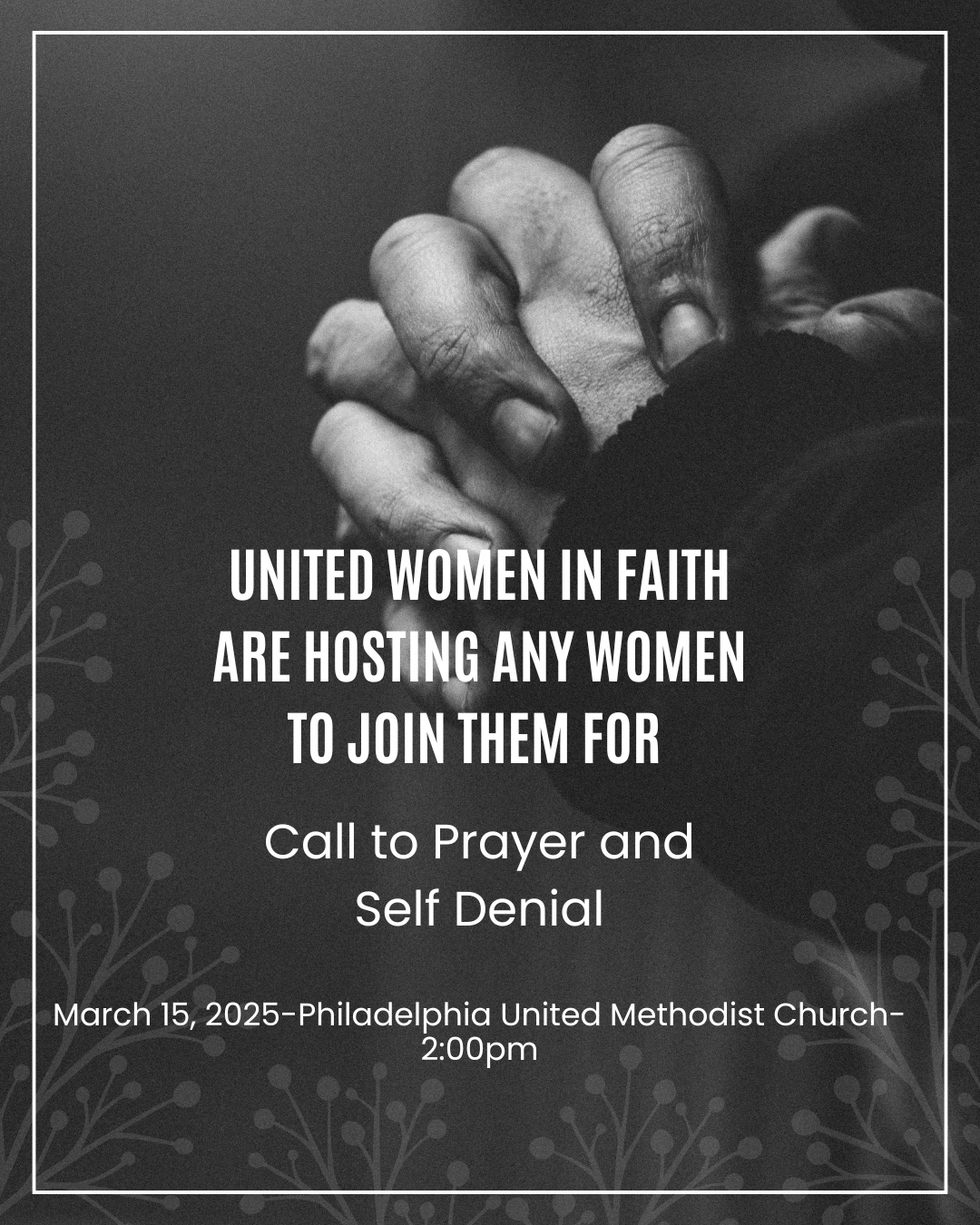 Women of St. John's, you are invited to a Service of Prayer and Self-Denial—a time to slow down, pray together, and reflect on how God is calling us to love and serve others.
Come as you are and join us for this meaningful time of worship and reflection.