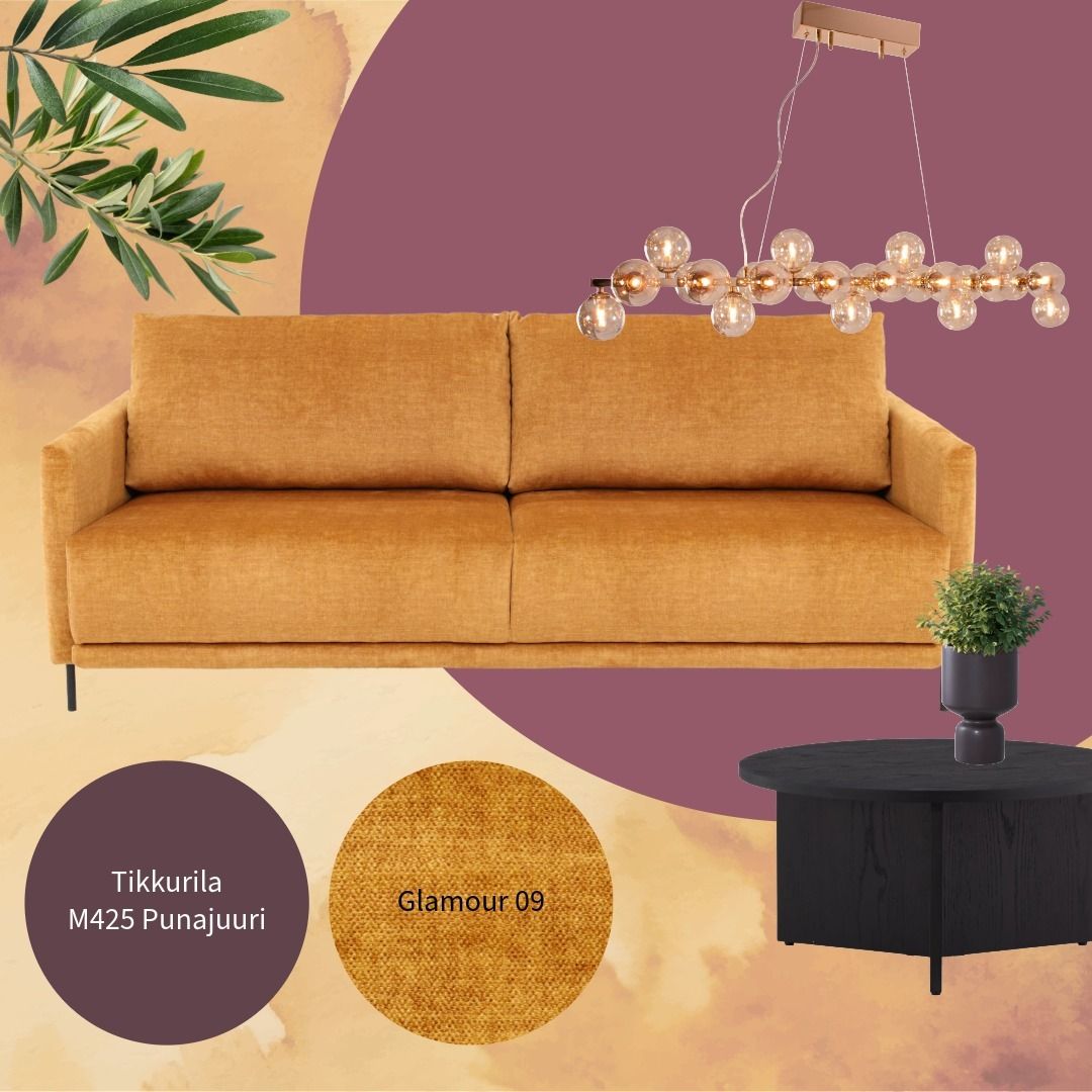 Tunnelmataulu kodin sisustukseen 🧡
Itämaista eksotiikkaa upeilla kullan, okran ja tummanpunaisen sävyillä.
Sohva: Scandic 3-istuttava vuodesohva
Verhoilu: Glamour 09
Valaisin: Splendor riippuvalaisin (@maskun_kalustetalo)
Maljakko: House Nordic kukkamaljakko, keraaminen musta (@maskun_kalustetalo)
Sohvapöytä: Saltö sohvapöytä 65 cm, musta (@maskun_kalustetalo)
#pohjanmaan_scandic #moodboard #tunnelmataulu
#pohjanmaan #pohjanmaankaluste #pohjanmaanofficial #koti #olohuone #sohva #sisustus #sisustusinspiraatio #sisustusidea #kodinsisustus #skandinaavinensisustus