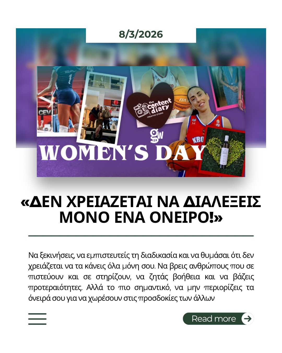 Μερικές φορές η ιστορία ενός προϊόντος ξεκινά πολύ πριν φτάσει στο τραπέζι.
Ευχαριστούμε το @gazzetta.gr , @gazzettawomen και την @christinakatsamouri για την όμορφη αναφορά στο ταξίδι του Liokastro και της ομάδας μας.
Για εμάς το εξαιρετικό παρθένο ελαιόλαδο δεν είναι απλώς ένα προϊόν. Είναι ο τόπος μας, οι άνθρωποί μας και η καθημερινή δουλειά πίσω από κάθε σταγόνα.
Το άρθρο αναφέρεται στη διαδρομή της Δανάης Καμμένου και στο πώς γεννήθηκε η ιδέα του Liokastro, ενός brand που θέλει να αναδείξει την ποιότητα της ελληνικής γης μέσα από τη Μεσσηνία.
Είμαστε ευγνώμονες που η ιστορία μας βρίσκει χώρο να ειπωθεί.
Βρείτε το link στο bio!
#liokastro
#greekoliveoil
#extraVirginOliveOil
#messinia
#greekproducers