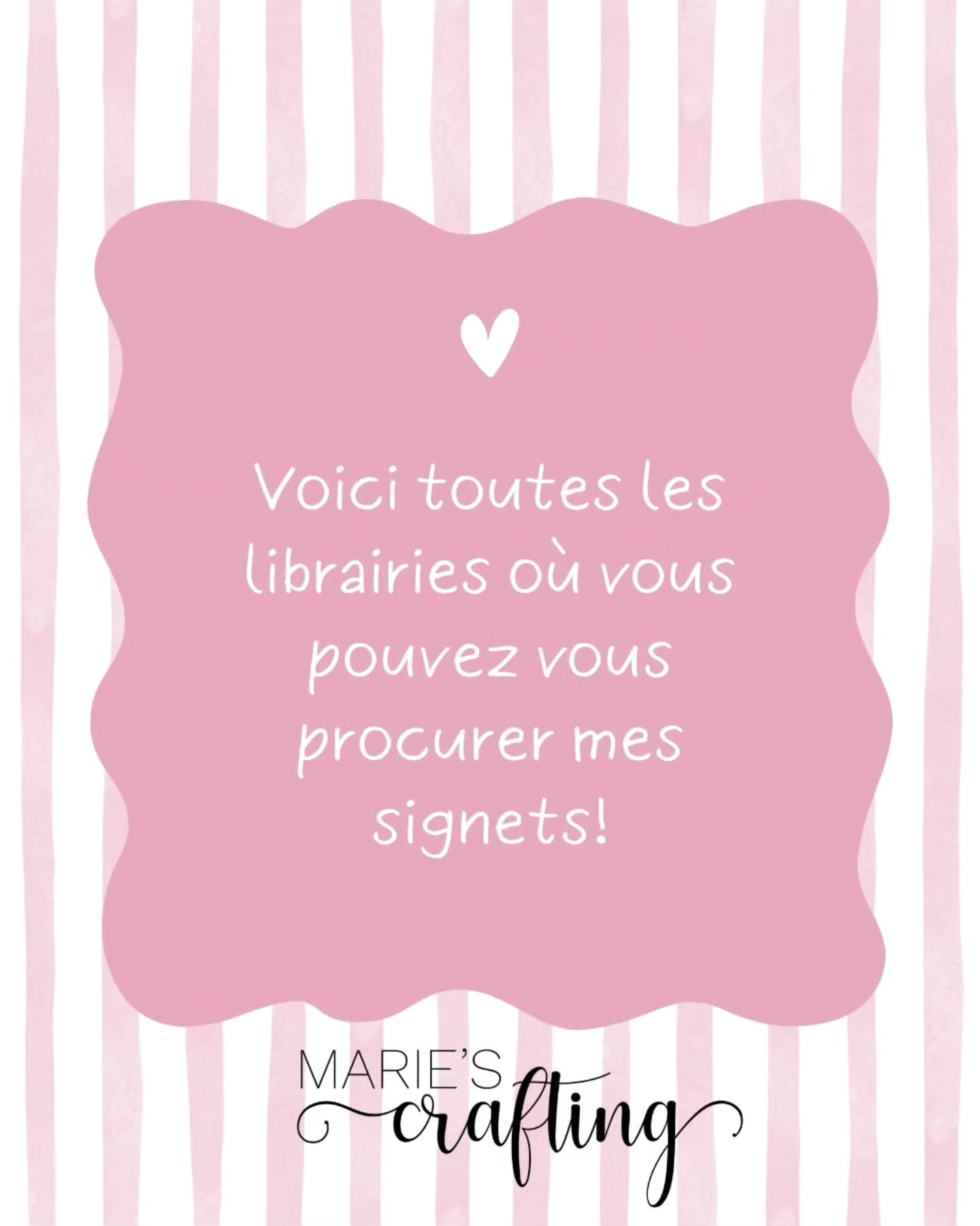 ✨️Je suis tellement reconnaissante de pouvoir vendre mes signets dans ces merveilleuses librairies! Merci mile fois pour votre confiance!
Je vous encourage à visiter votre librairie indépendante local si vous le pouvez, ils mettent tout leur coeur dans leur librairie et ça se ressent!
@lib.carcajou @librairiemartin @librairielulu @librairiemarcelwilkie @galeriedulivre.librairie @librairielecuyer @librairielalphabet @librairielamaisonanglaise @un_coin_du_monde_ @lb.venus @librairieraffinderepentigny @librairieloption