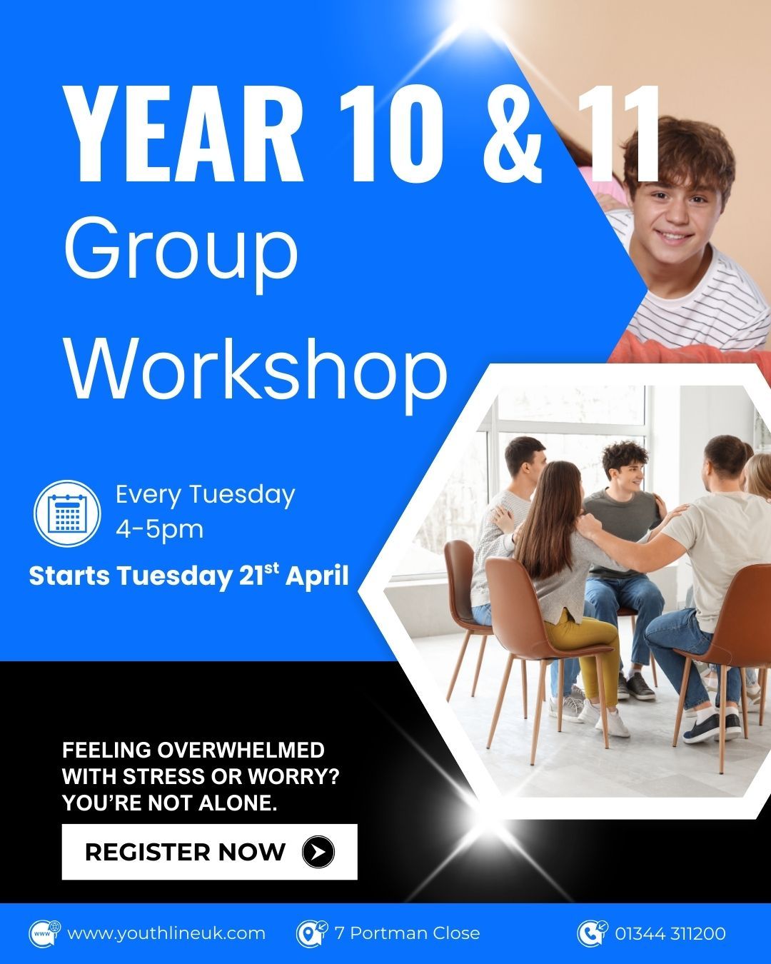 Feeling overwhelmed with stress or worry?
You are not alone.
Youthline are running a 6-week workshop for Year 10 & 11 students to help you better understand and manage stress and worry.
This is a safe, supportive space where you can:
• learn ways to cope with stress
• understand what’s going on in your mind and body
• feel less alone in how you’re feeling
📅 Starts: Tuesday 21st April
⏰ Time: 4–5pm (every Tuesday for 6 weeks)
📍 Location: Youthline
There are still a few places left.
If things have been feeling a bit too much lately, this could really help.
👉 To find out more or book a place, please get in touch via our website - www.youthlineuk.com