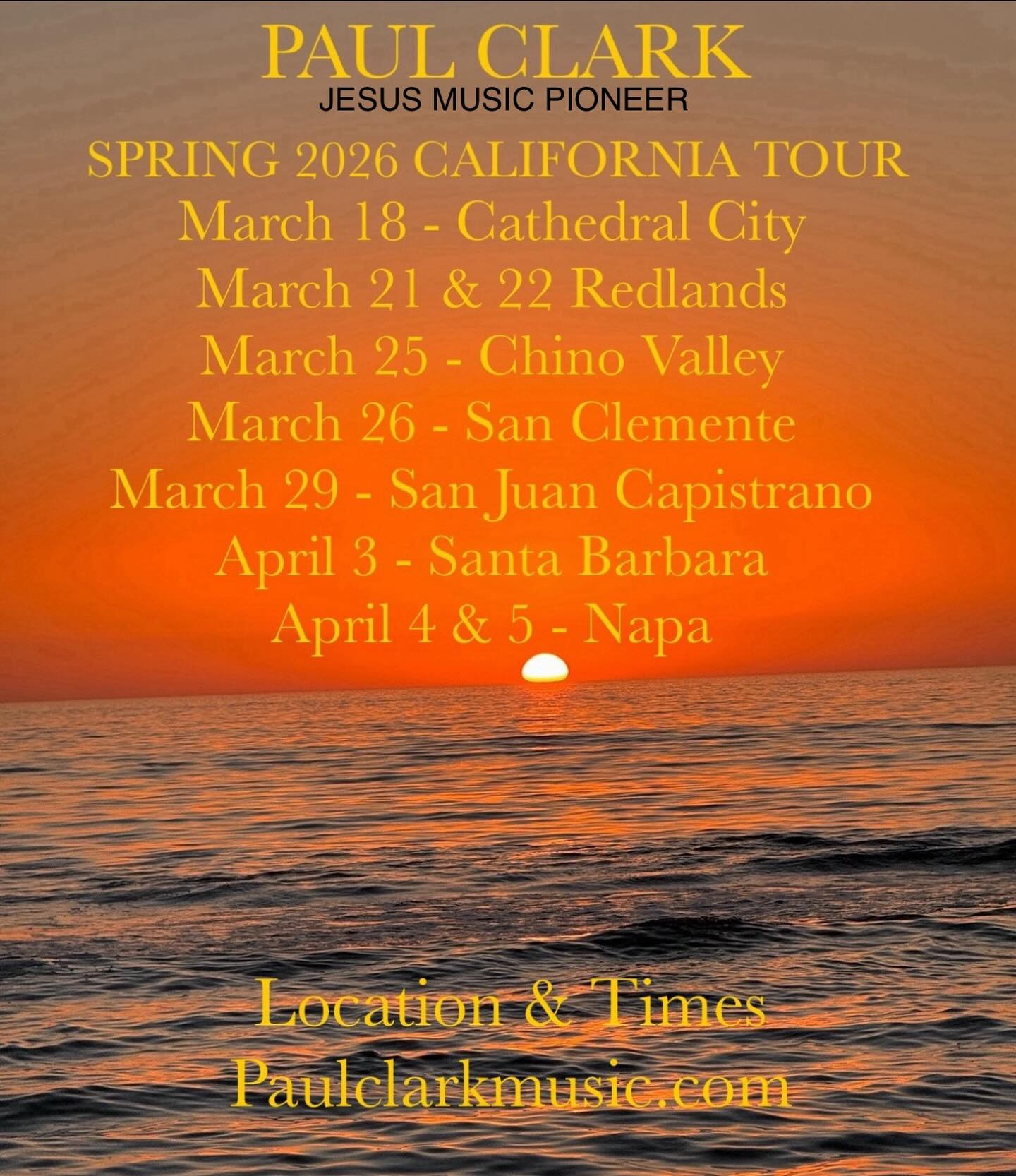 HERE WE GO ….. three weeks on the West Coast… go to my website Paulclarkmusic.com for dates, times and locations…. Come out and stay for hellos and prayer… #jesusmusic #acousticguitar #singersongwriter #goodnews