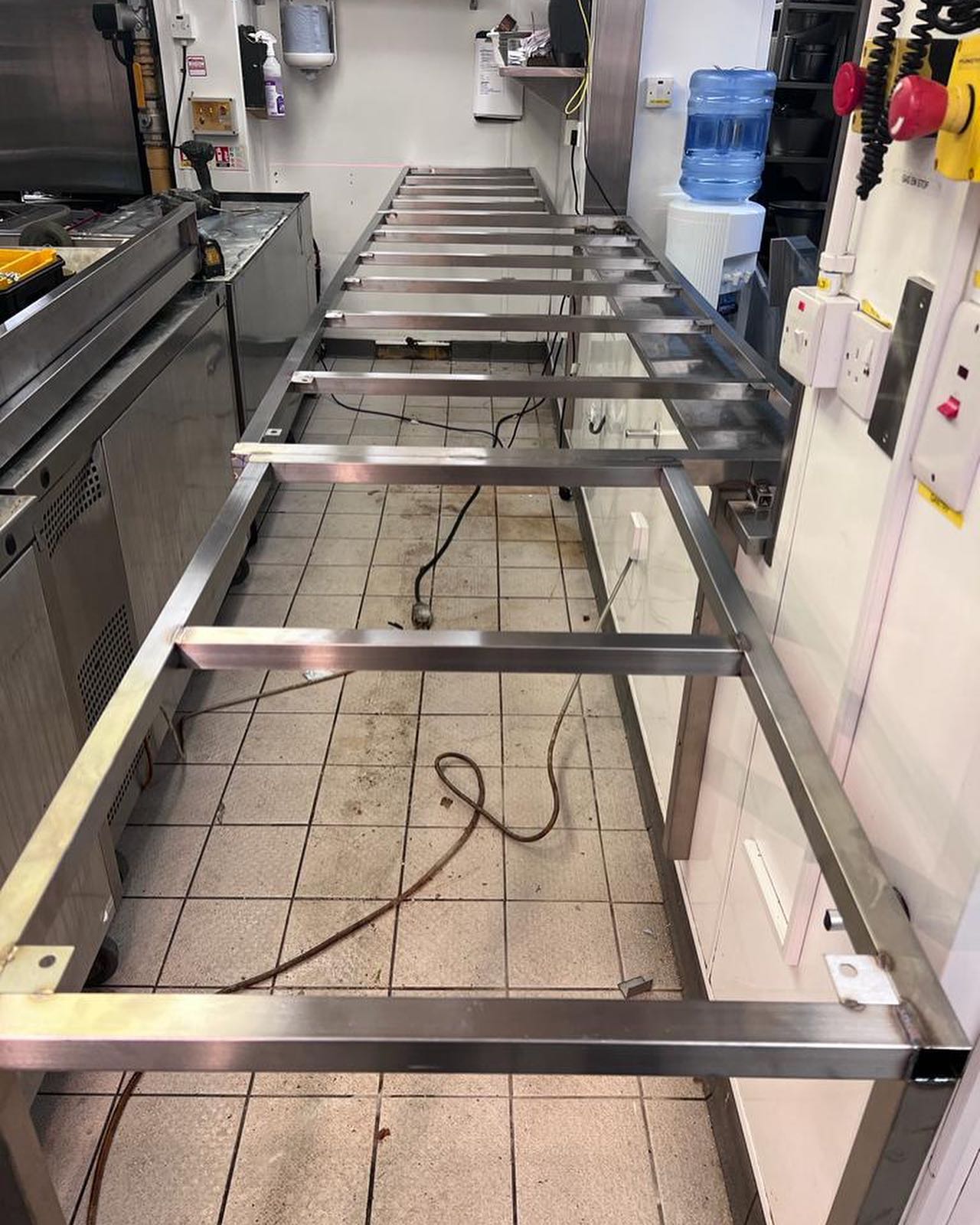 Images of a new bespoke stainless steel pass with reveal mounted gantry and ambient foldable shelf extension. Installed in a busy 5 star hotel, the team were in early and out for lunchtime service. Repeat business with a long standing client with an eye for quality and service. #hospitality #projects #doneright