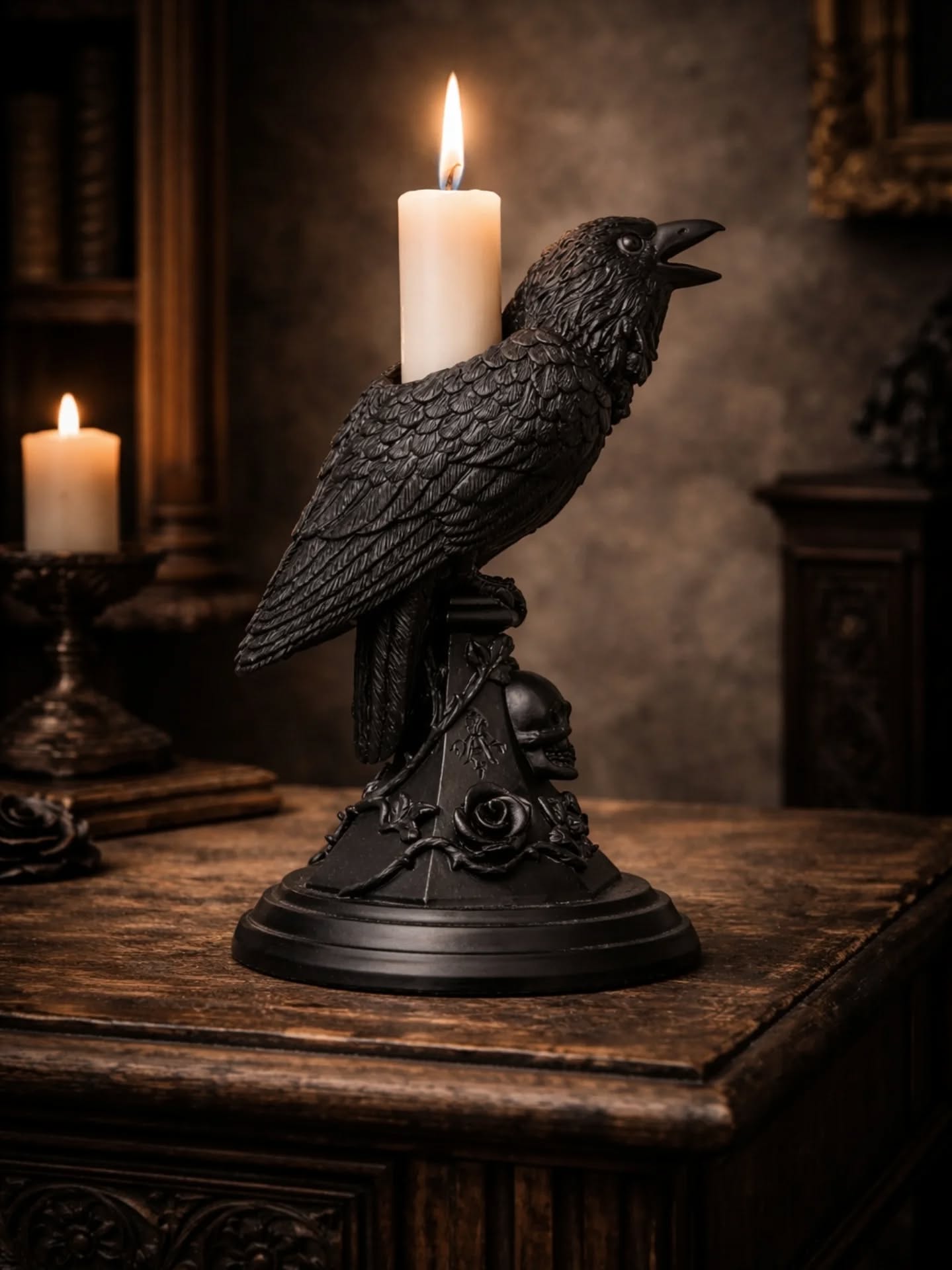 🐦 Poe — Chandelier corbeau
On a longtemps craint le corbeau, signe de mauvais présages, associé aux champs de bataille, aux cadavres… voire carrément à "la bête", dans le film "La Malédiction".
Et pourtant, il est aussi messager d’Apollon dans la mythologie grecque, lié à la prophétie. Dans les traditions celtiques, il accompagne Morrigan, déesse des batailles, des cycles, des passages.
Le corbeau traverse les cultures avec cette même ambivalence :
il est à la fois présage et protection, ombre et lucidité, mort… et transformation.
Je l’ai redécouvert autrement en lisant "La maison aux sortilèges" d’Emilia Hart.
Dans ce roman, il est le trait d'union entre les femmes, entre les générations…
Dans une pratique de sorcellerie, le corbeau vient toucher quelque chose de très précis : 👉 lire les signes
👉 accéder à une forme de connaissance plus instinctive que rationnelle
👉 traverser les phases de transformation
👉 comprendre que l’ombre n’est pas un ennemi, mais un passage
Poe s’inscrit dans la gamme de chandeliers "Familiers de la sorcière", aux côtés du loup, de la chauve-souris, du chat et du hibou.
Une seule pièce, actuellement disponible sur la boutique en ligne.
#symboliquesorciere #familierdelasorciere #autelsorciere #shadowwork #decogoth