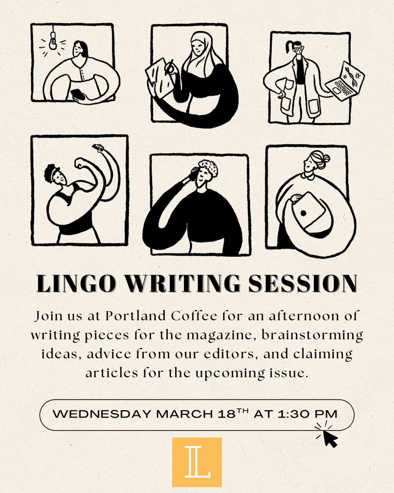 📍 Portland Coffee
🕐 Wednesday, March 18th @ 1:30 PM
Join us this Wednesday for a relaxed co-writing afternoon at Portland Coffee ☕️✍️
Come work on pieces for the magazine, brainstorm ideas, get feedback from our editors, and claim articles for the upcoming issue. Whether you’re starting something new or developing a draft, it’s a great chance to write together and share ideas.
Everyone is welcome — bring your laptop, a notebook, and your ideas!!