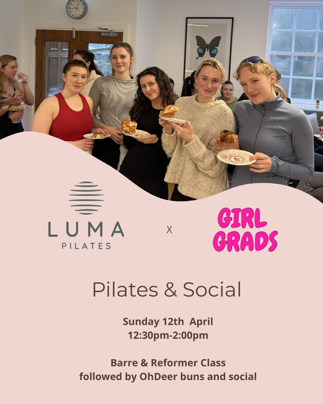 After our last sell out collab with @lumapilatesltd we are SO excited to be back 🩷🩷
Join us Sunday 12th April at 12:30pm for a Barre and Reformer class 💫
The details 👇🏻
30 minute reformer class &
30 minute barre class
Followed by a social with buns from @ohdeer.uk 😋
🎟️ Member tickets go live (via the member portal) Friday 20 March 8am- £20
🎫 Non-member tickets go live Saturday 21 March 8am- £25
Tickets will go live via www.girlgrads.com