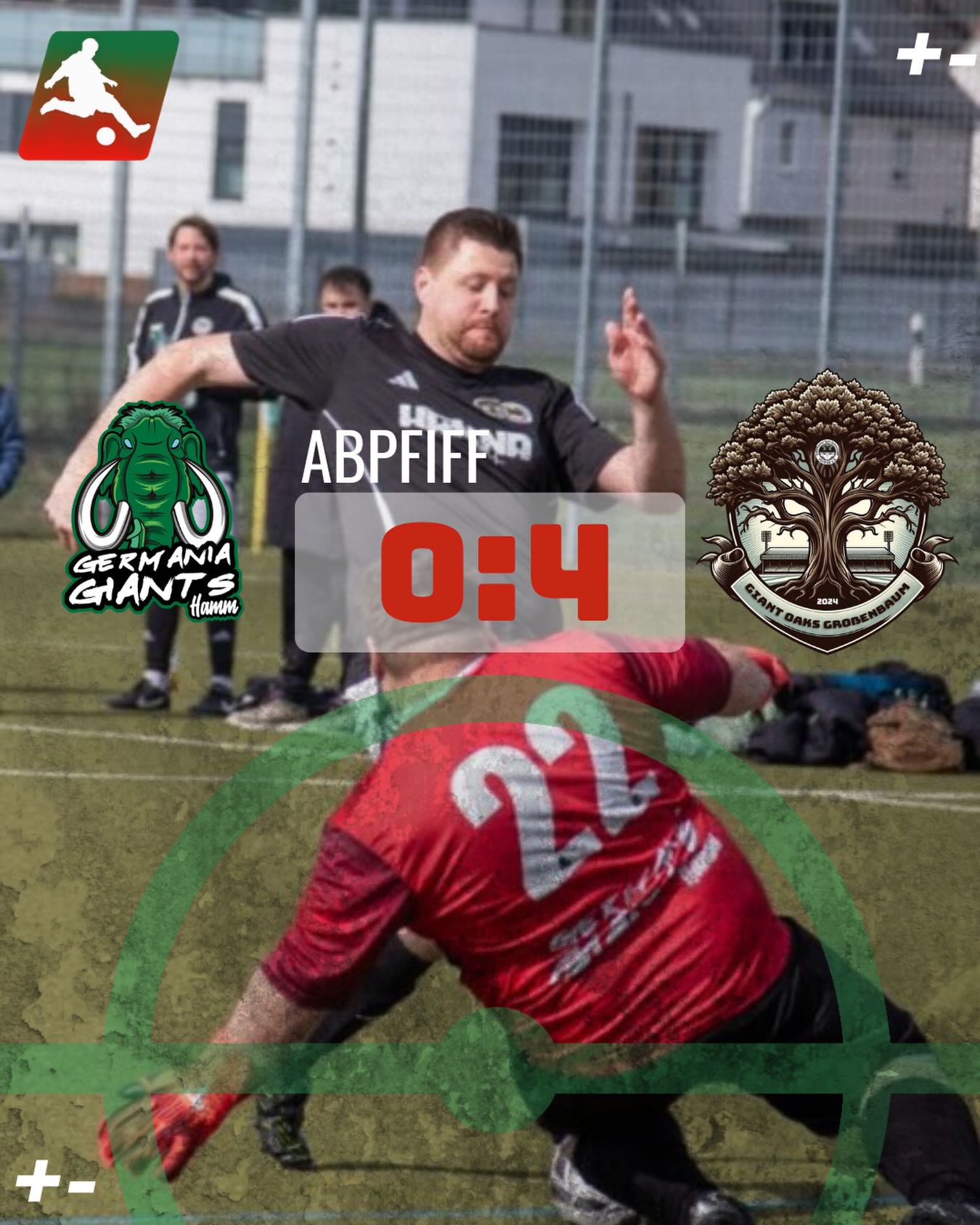 Abpfiff!
Gestern waren die @giantoaks.grossenbaum zu Besuch bei den @germaniagiants . Beide Mannschaften lieferten sich ein faires Spiel und kämpften um jeden Ball. Im Laufe der Partie konnten sich die Giant Oaks jedoch durchsetzen und ihre Chancen nutzen. Am Ende gewannen die Giant Oaks das Auswärtsspiel mit 0:4.