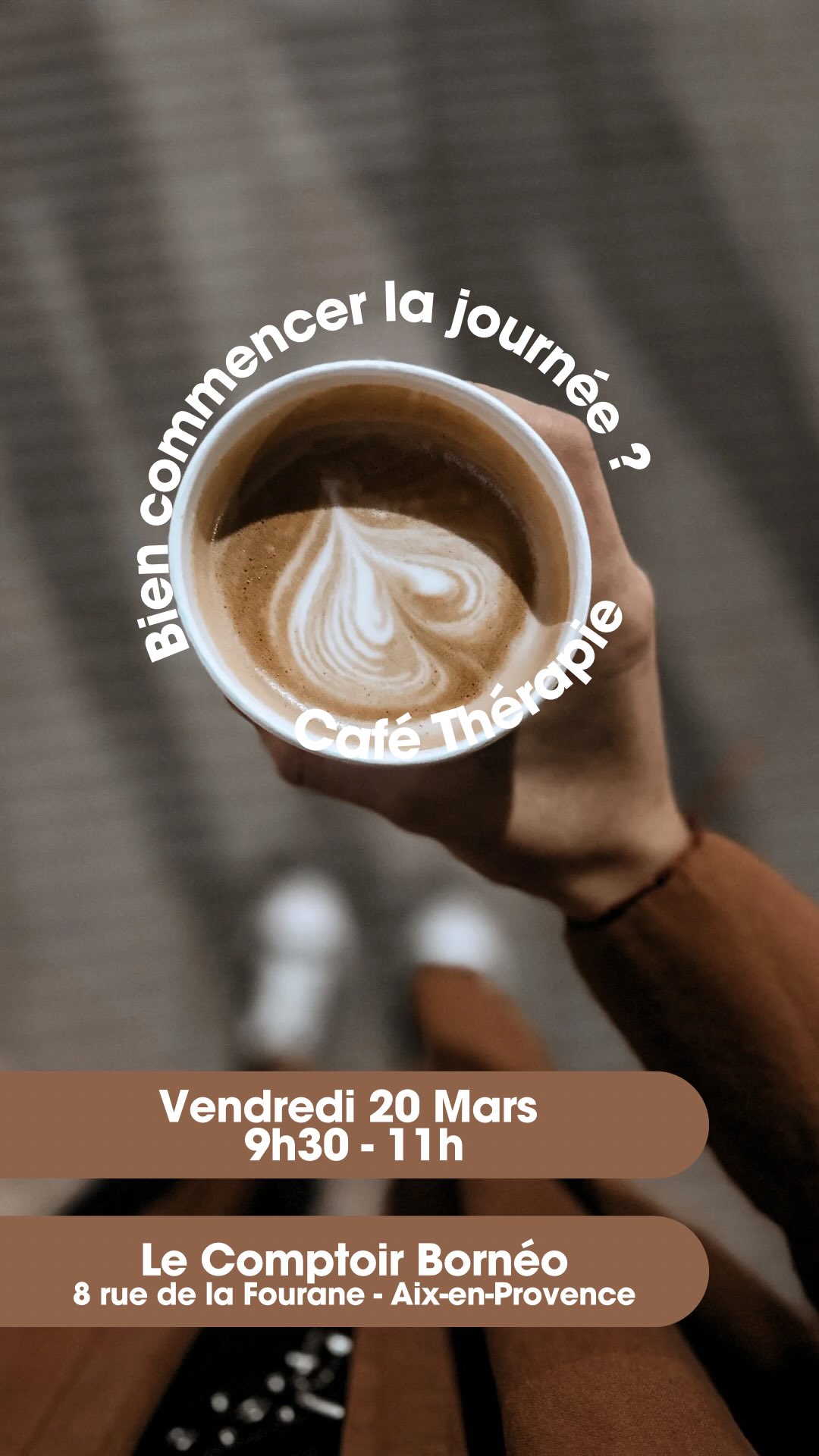 ✨Lancement du Café Thérapie entre femmes
à Aix-en-Provence.✨
Je vous donne rendez-vous vendredi 20 mars 2026.
Un moment de partage et d’écoute dans une ambiance douce et conviviale.
☕️Autour d’une boisson chaude et d’une douceur sucrée.
La thématique sera : la charge mentale.
Pourquoi avons-nous parfois l’impression de tout porter ?
⏰ De 9h30 à 11h
📍Le Comptoir Bornéo 8 rue de la Fourane Aix en Provence
📩 Réservation et infos en message privé.
https://www.psy-aixenprovence.fr/book-online
#developpementpersonnel #aixenprovence #emotions #chargementale @comptoirborneoaix