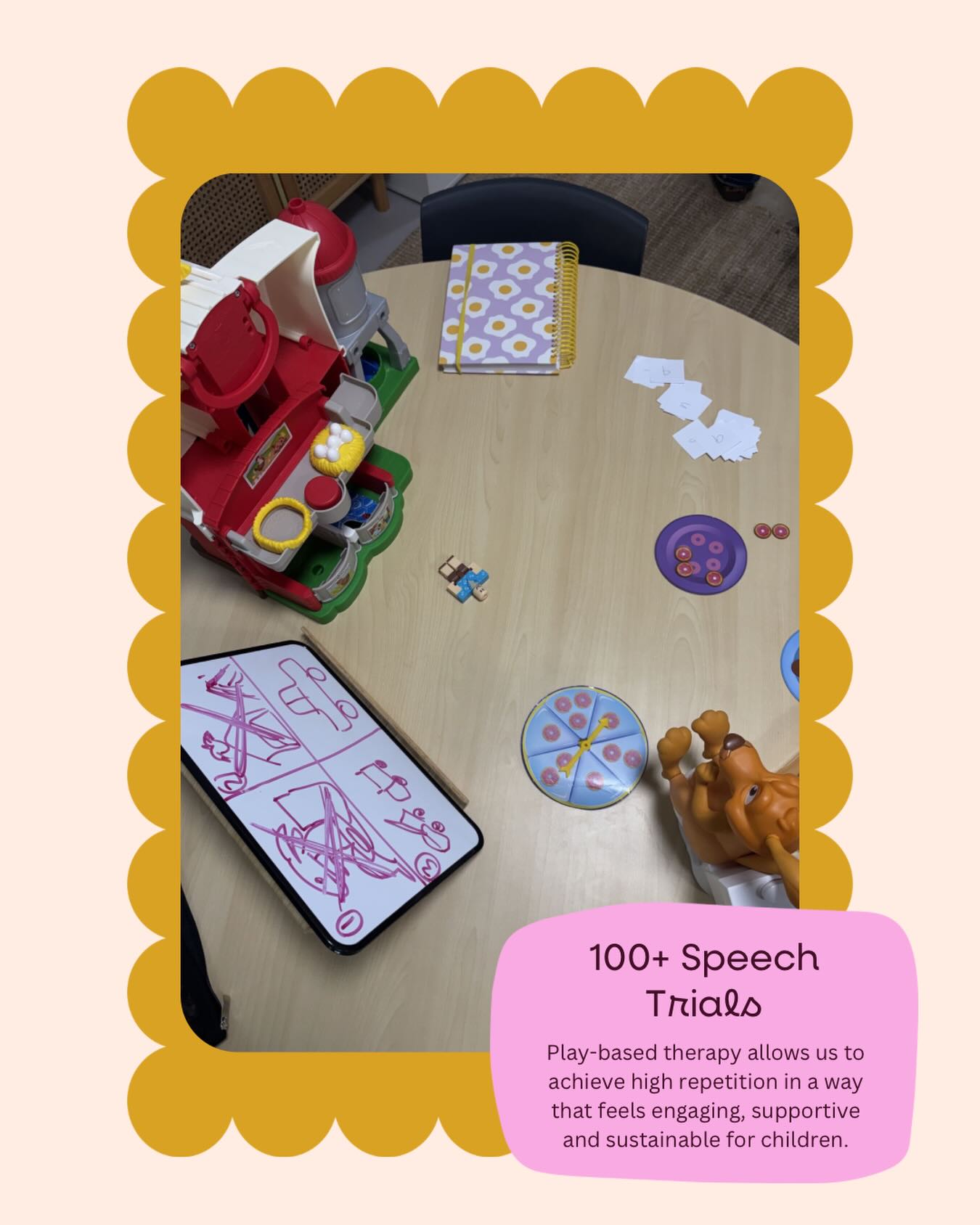This photo might not look like much more than a messy table… but this session saw our little person achieve over 100 accurate speech trials in a DTTC session targeting Childhood Apraxia of Speech (CAS).
That’s a lot of work.
Motor speech therapy asks a lot of children.
We ask for precision.
We ask them to try again.
We ask them to keep going even when it’s hard.
And they do.
Every single week these incredible little people show up, give it their best, and keep building new pathways for speech.
We are so proud of the children we support with motor speech challenges like CAS.
Kids are amazing. 💛
#childhoodapraxiaofspeech #speechpathologyaustralia #speechpathologybrisbane #eachspeechpearplum #ndissupport