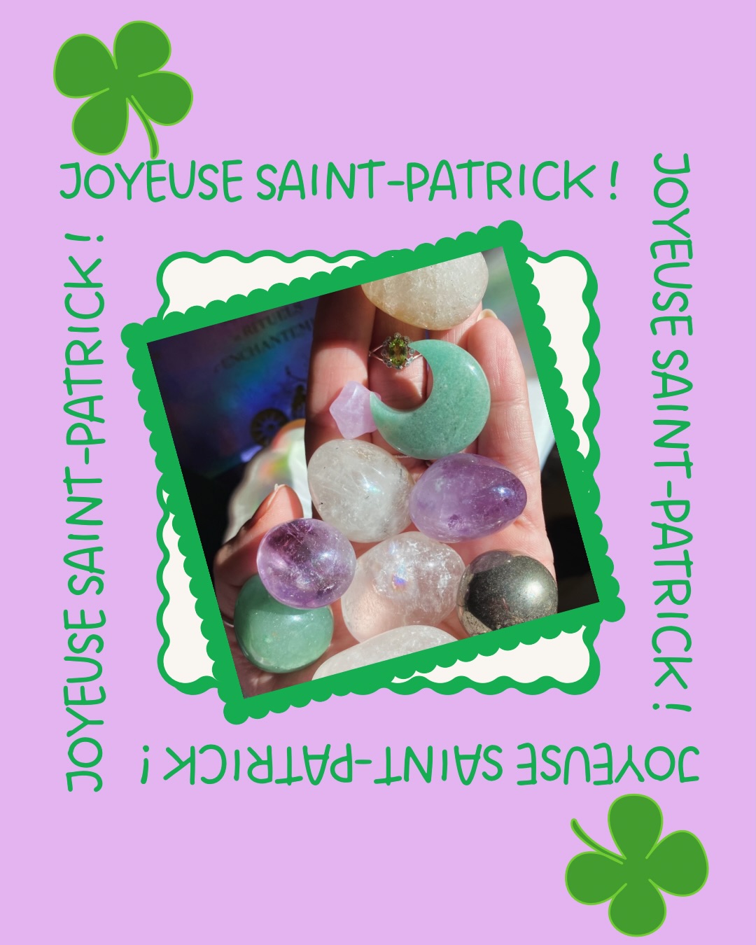 🍀 Joyeuse Saint-Patrick ! 🌈
Oubliées les pièces d’or cette année jolies âmes 💜
J’ai trouvé bien mieux dans le chaudron magique... Ces louches d’abondance sont prêtes à semer un peu de magie dans votre quotidien.🌟
Entre reflets dorés de la pyrite, douceur des étoiles en Kunzite et abondance des lunes en aventurine verte, chaque pièce est un véritable petit trésor de chance. ✨
🔮 Envie de trouver votre propre pépite ? Ces merveilles sont disponibles dès maintenant sur le site ou en mp. Laquelle vous préférez ?