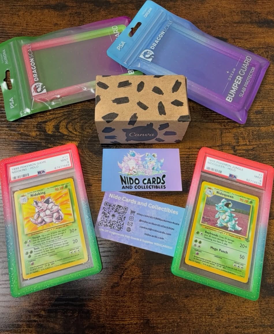 New business cards just dropped and they are so on brand 🔥
Huge thanks to @canva for making it ridiculously easy.
If you see us at a card show, make sure to grab one!
#nidoking #nidoqueen #smallbusiness #canva #dragonscalesupplies