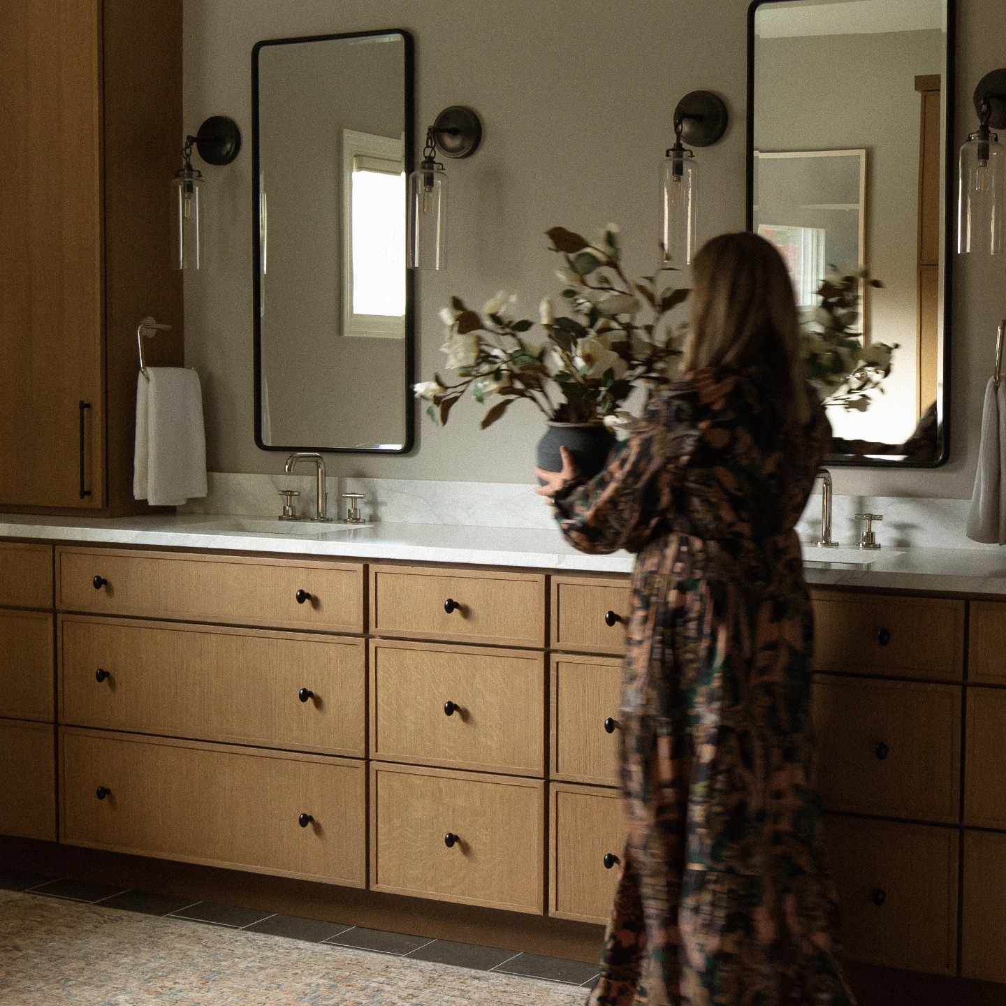 We took this primary bathroom straight out of the 90's! Swipe to see where we started. We ditched the glass block shower, corner jet tub, carpeted floors, and non functioning storage for this beauty! We included honed natural stone, heated limestone flooring, handmade zellige tile, a custom grid shower enclosure, a beautiful soaking tub, and functional storage filled with drawers and inserts for better organization. Kind clients who trust your vision are a dream. So thankful for this project and the kindest clients who trusted me with their home!
Design @cassieklassenhome
Photos @katieskinner.interiors
Construction @ Dan Brentana Builde
#monalake
#nortonshores
#nortonshoresinteriordesign
#housebeautiful
#sodomino
#muskegoninteriordesigner
#westmichiganinteriordesigner