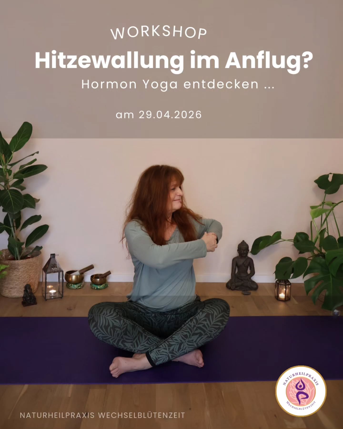 🧘♀️ Workshop: Hormon Yoga bei Hitzewallungen 🧘♀️
Hitzewallungen bringen viele Frauen in den Wechseljahren aus dem Gleichgewicht. 🔥
Hormon Yoga kann helfen, den Körper sanft zu unterstützen und das Nervensystem zu beruhigen.🧎♀️
In diesem Workshop lernst du:
✨️ wie Hormon Yoga wirkt
✨️ wie Hitzewallungen entstehen
✨️ welche Übungen besonders bei Hitzewallungen unterstützen können
✨️ wie du dir im Alltag helfen kannst
Wir üben gemeinsam und nehmen uns anschließend Zeit für Austausch bei einer Tasse Tee. 🍵
Ein Raum für Bewegung, Wissen und Verbindung mit anderen Frauen. 💫
Yogaerfahrung ist nicht erforderlich.
🗓 29.04.2026
🕕 18:00 bis 20:00 Uhr
📍 Yogaraum Neckargemünd, Hauptstr. 24, 69151 Neckargemünd
💫 Energieausgleich: 35,00 €
Mitzubringen: Decke
❗️Achtung! Bei hormonell bedingten Erkrankungen (z.B. Brustkrebs, Endometriose) bitte mit der Ärztin/dem Arzt Rücksprache halten!
Wenn du mehr über Hormon Yoga erfahren möchtest, dann besuche mich auf meiner Homepage. 👉 Link in der Bio
Anmeldung jetzt schon möglich:
kontakt@wechselbluetenzeit.de
Begrenzte Plätze!
Ich freue mich auf dich!
Sanfte Grüße & Namasté
Deine Rita 💜
💖 Jetzt neu! Einmal im Monat findet ein Workshop Hormon Yoga mit verschiedenen Themen statt. Auf der Startseite meiner Homepage findest du die Termine. Anmeldungen sind jetzt schon möglich. 💖
#wechseljahre #hitzewallungen #hormonyoga #hormonbalance #neckargemünd