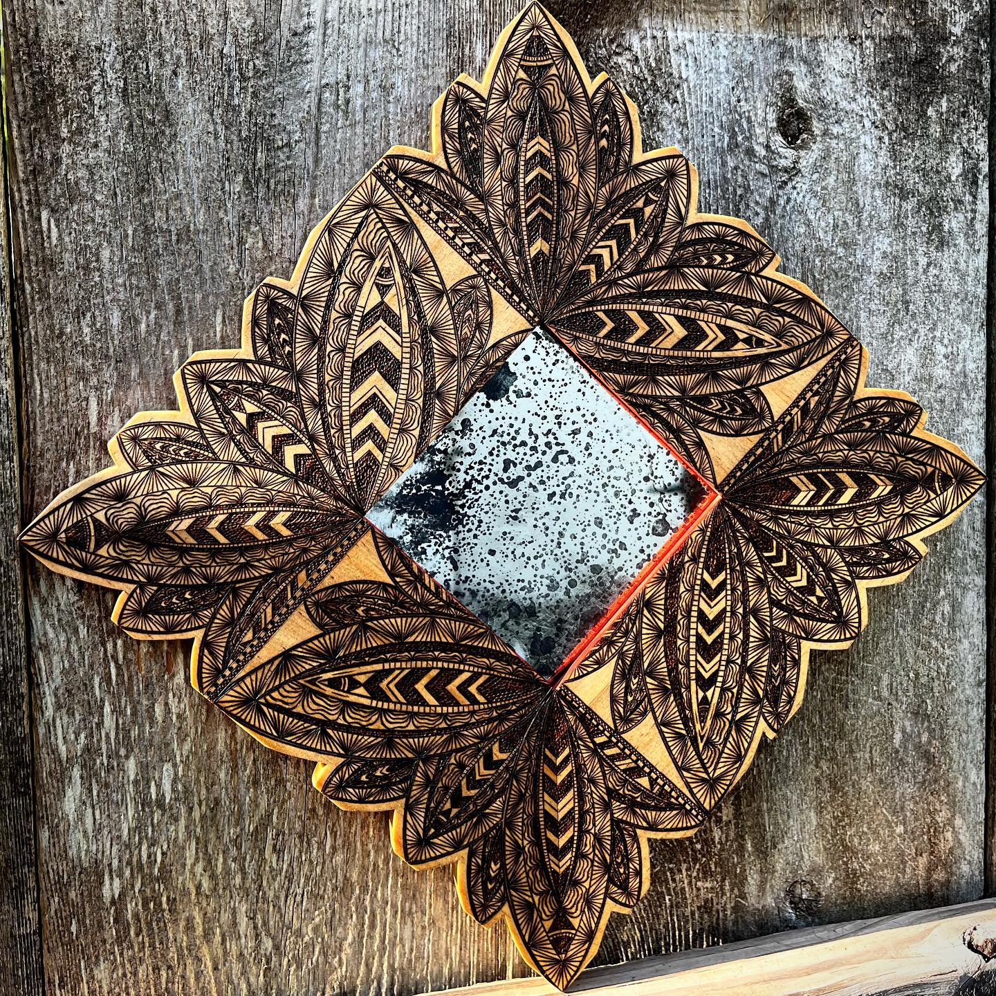 Excited to have the first of my 2023 mirror collection finished 🤩
•hand antiqued mirror•
•up-cycled frame•
•vibes 🔥🪷✨•
.
.
.
.
.
.
#kcapurasdesign #pyrography #pyrographyart #pyrographyartist #woodart #woodartist #woodburning #woodburningartist #woodburningart #woodporn #burnedbyhand #freehand #abstract #abstractart #woodcraft #originaldesign #oneofakind #femalewoodworker #naturalstyle #homedecor #boho #bohohome #statementpiece #wallart #mirror #artofinstagram #artporn #michigan #localartist @razertip @odiesoil