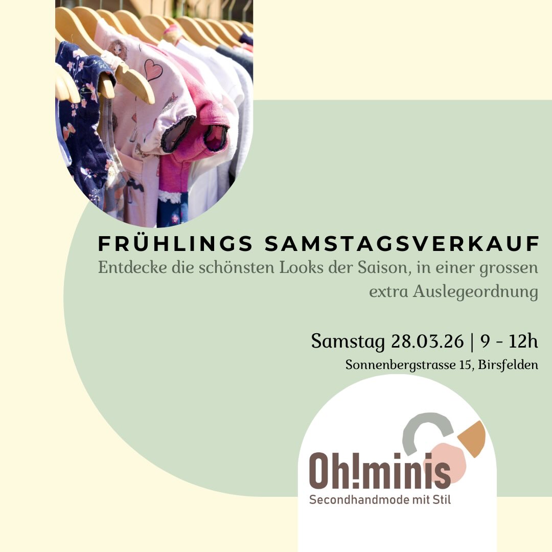 Grosser Extra - Frühlingsverkauf am 28.3.2026🌸
.
.
#secondhand #kinderkleider #frühling #gutesauszweiterhand