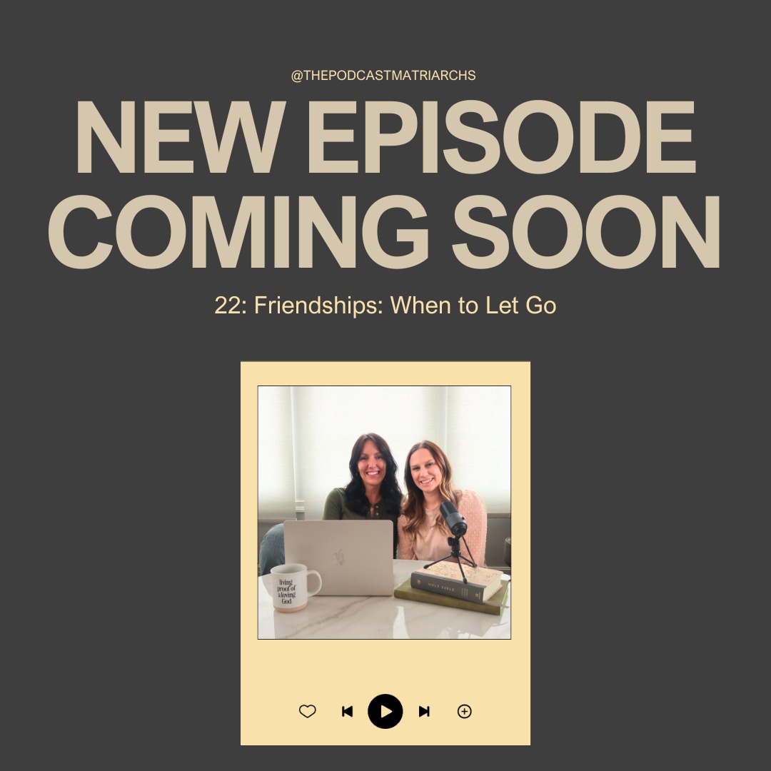 Episode 22 is for the Mom's again!
I know I keep saying this, but this is one of my favorite episodes! We are both a little vulnerable and real. I can't wait for the editing to be done.
While we are waiting... Did you have to let go of a friendship? How did you know it was time to move on?
#friendship #friendshipgoals #MovingOn #thematriarchspodcast #TheMatriarchs #comingsoon #newepisode