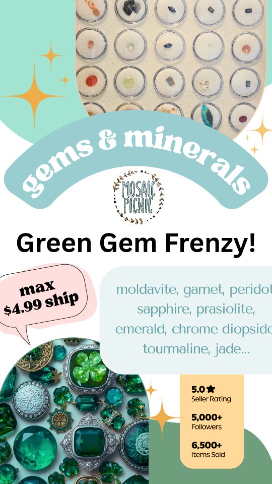 💚 Going green tonight! 💚
I’m hosting an ALL GREEN gemstones & mineral rough show tonight on Whatnot! Think emerald vibes, peridot, jade, green tourmaline, and tons of beautiful green specimens. 🌿💎
Come hang out, bid on your favorites, and see what treasures show up on the table!
New to Whatnot? Grab $15 free credit to use in the show:
whatnot.com/invite/mosaicpicnic
#green #emerald #gemstones #stpatty #greengems
