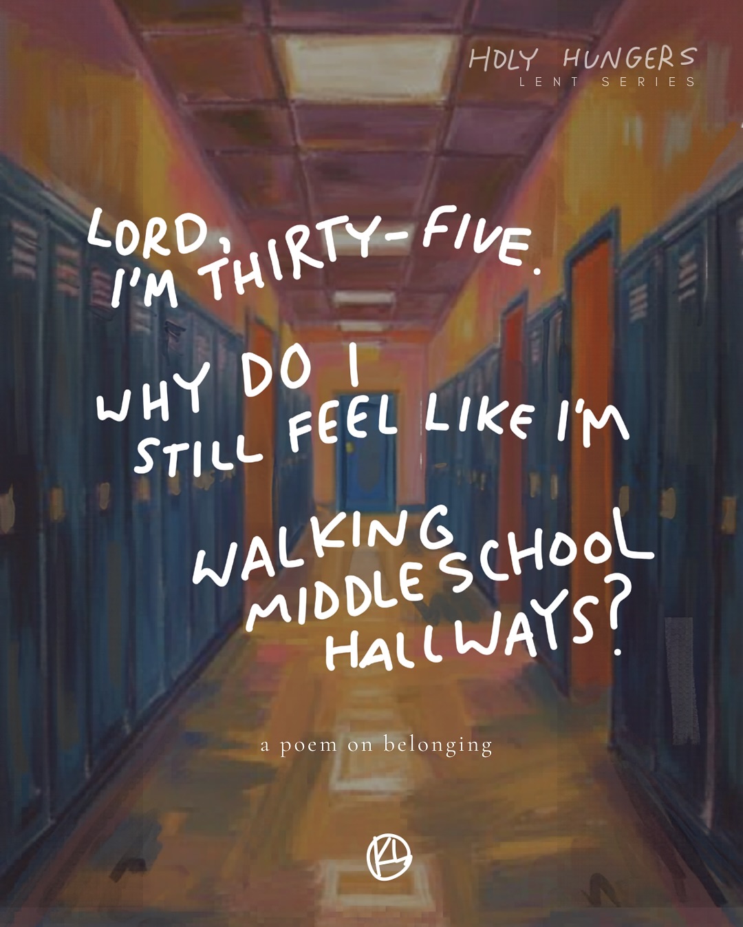 For the days you still feel like you’re trying to fit in.
This poem reflects the holy hunger of belonging — a hunger we often try to satisfy with the world’s approval. I have a lot of school imagery in this because I still feel like an anxious middle schooler walking into the cafeteria when I’m in a room and I’m not sure how I fit or where to sit.
The hunger to belong is good thing. And it is only satisfied by the approval of the God of the Universe through the work of Jesus.
Who (Sing it with me!) has a big big house with lots and lots of rooms, and a big big table with lots and lots of food.
A God who calls us by name and welcomes us into His family as sons and daughters.
1 John 3:1
“See what great love the Father has lavished on us, that we should be called children of God.”
…
Isaiah 43:1, Ephesians 2:19 , Romans 8:15–16, 1 John 3:1, Ephesians 1:5, Romans 8:1, 2 Corinthians 5:21, Galatians 1:10, John 14:2–3, Isaiah 25:6
Follow for more of the “Holy Hungers” series during Lent.
Artwork is from Canva.com. Words and typography are mine.