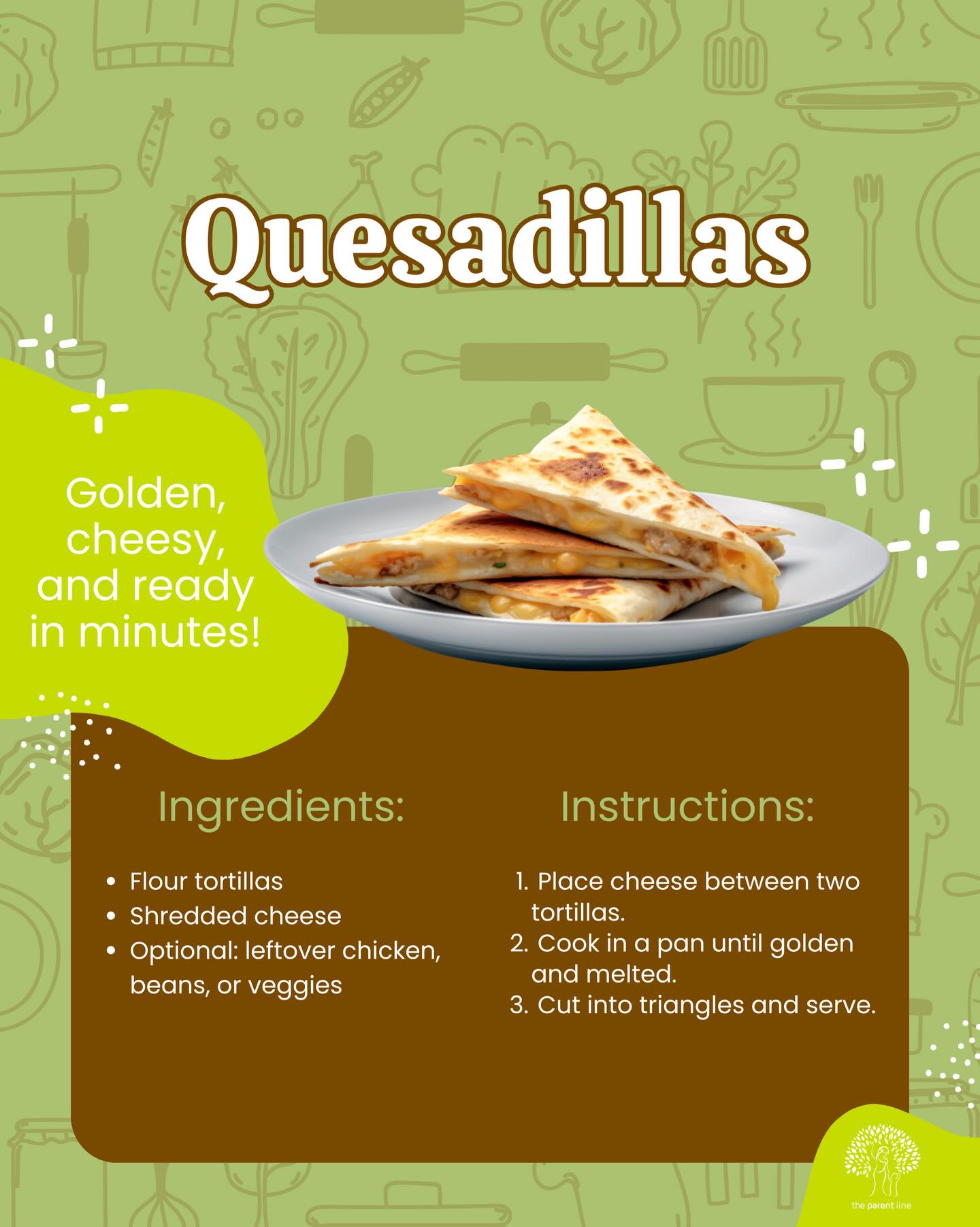 🥗 Simply Ono: ‘Ohana Meals - Quesadillas are a simple go-to!
With just tortillas and cheese, you can have a warm, golden, cheesy meal ready in minutes.
You can also add leftover chicken, beans, or veggies to make it even more filling.
Easy to make, kid-approved, and perfect for busy nights. 🧀
What do you like to add to your quesadillas? 👇
#parentline #simplyono #ohanameals #localfavorites