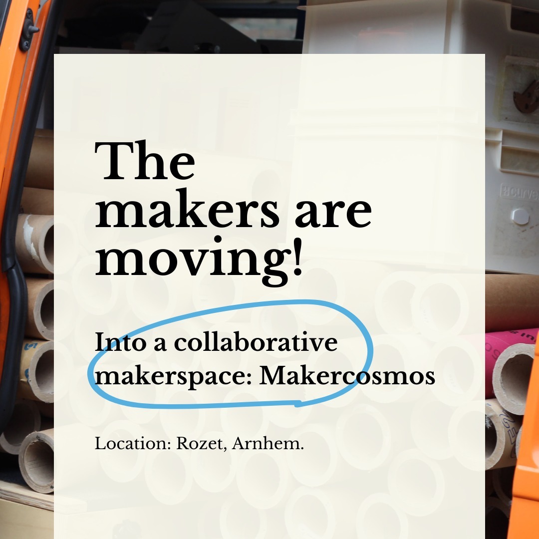The makers are moving! Last week we moved into our very exiting new place: the collaborative maker space in Rozet named @makercosmos
We will soon share more about this wonderful new place and what it means for the material bank 🚚