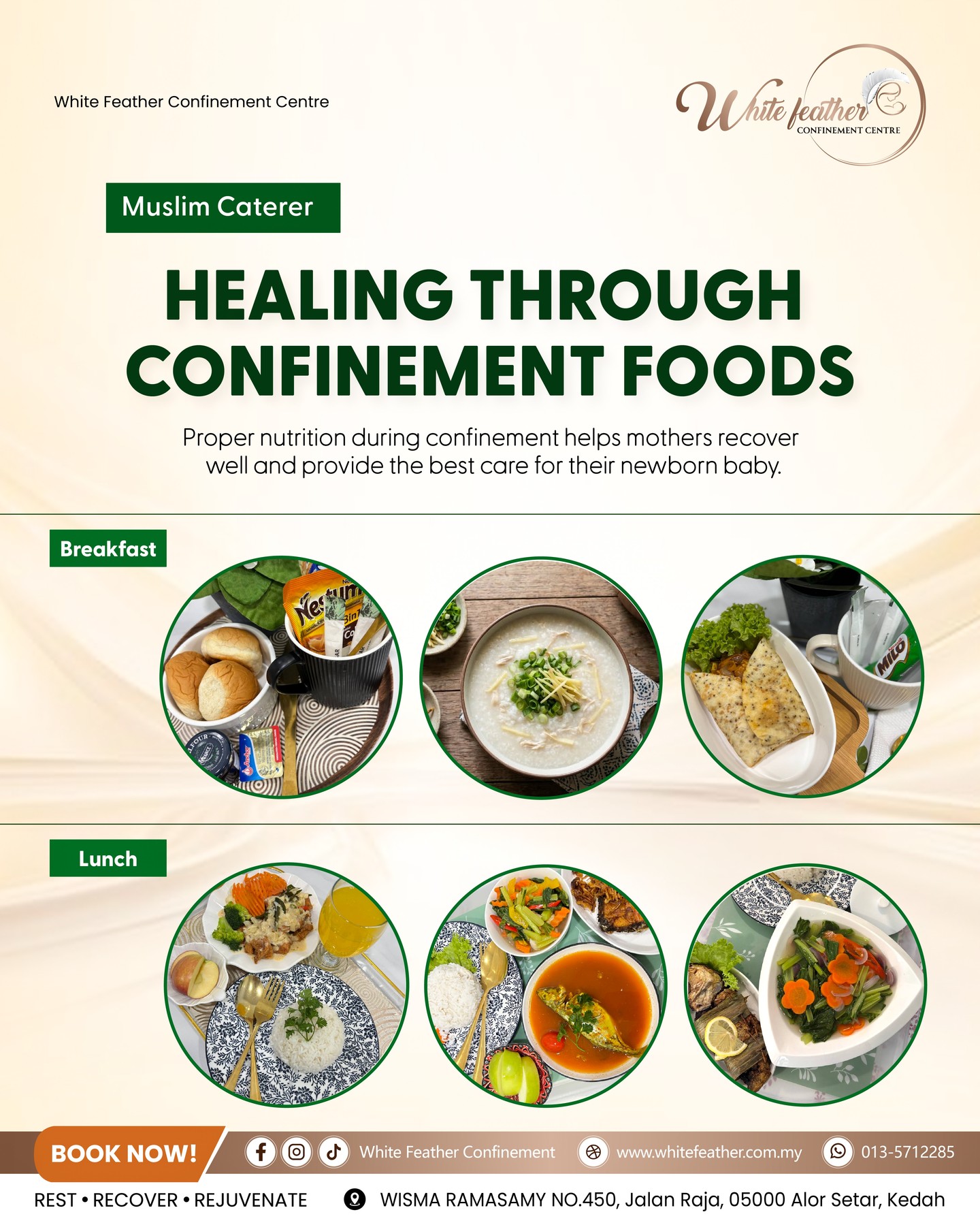 🌸🤱 WHITE FEATHER CONFINEMENT CENTRE 🤱🌸
Baru lepas bersalin? Tak perlu risau tentang makanan berpantang!
Di White Feather Confinement Centre, kami sediakan makanan berpantang yang berkhasiat dan seimbang, dimasak segar setiap hari untuk membantu ibu pulih selepas bersalin. 💖
Semua hidangan kami menggunakan bahan berkualiti, gabungan resipi berpantang tradisional dengan ilmu pemakanan moden untuk bantu ibu cepat pulih dan kekal bertenaga sepanjang tempoh berpantang.
✨ Kenapa pilih kami?
🥗 Makanan berpantang sihat & seimbang
🍲 Sup herba dan hidangan berpantang tradisional
🌿 Bahan segar dan berkualiti
💪 Bantu pemulihan badan & tambah tenaga untuk ibu
Jaga kesihatan anda dan nikmati makanan berpantang yang sedap tanpa perlu penat memasak.
📩 Hubungi kami sekarang untuk tempahan dan maklumat lanjut!
White Feather Confinement Centre – Makanan Berpantang Berkhasiat untuk Ibu Tersayang. 💕
#PremiumConfinement #ConfinementAlorSetar #WhiteFeatherConfinementCentre #HealingwithWhiteFeather