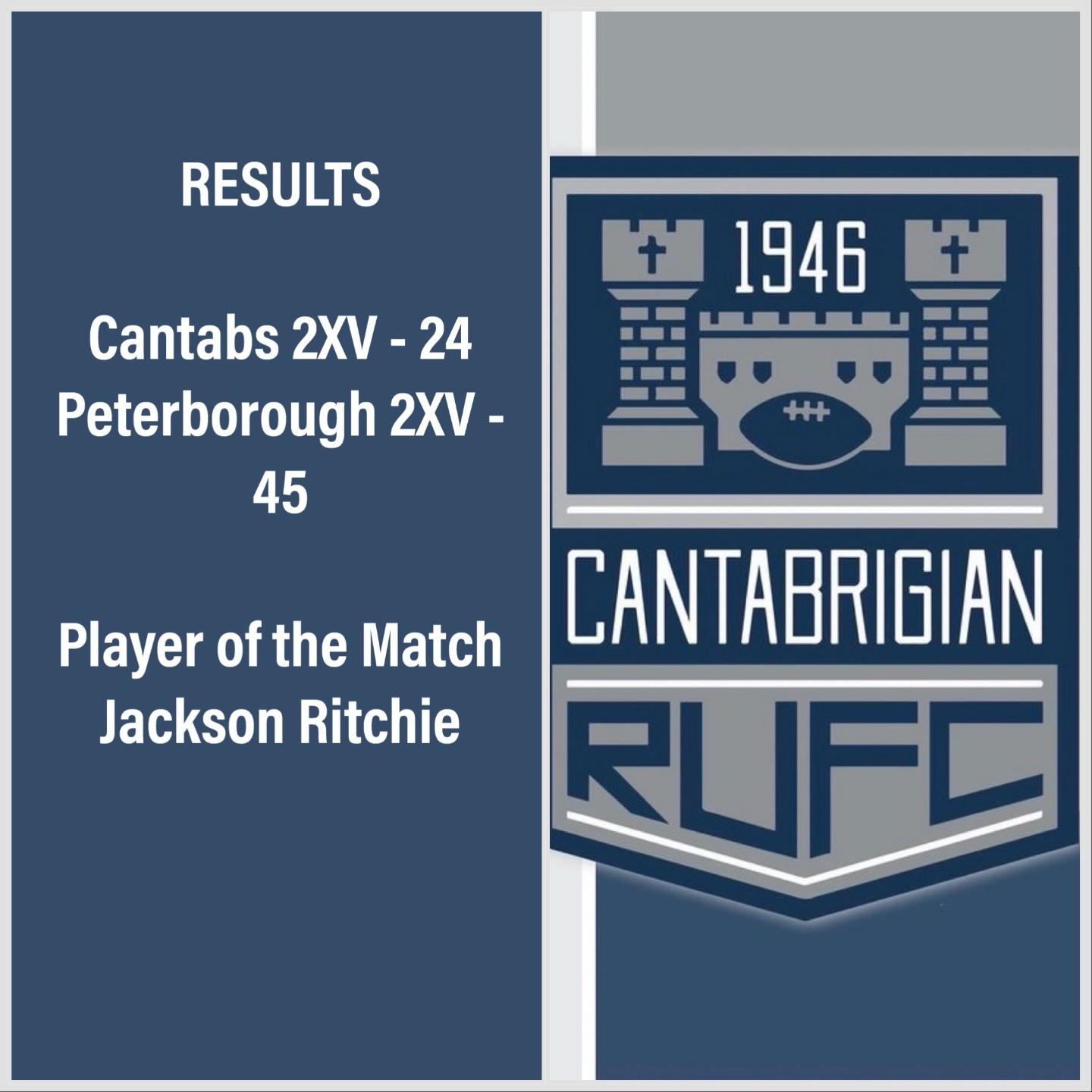 💥RESULTS💥
An evenly matched first half, but sadly we couldn’t match their bench in the second half.
A great game, every Cantabs stepped up!
Congratulations to our Player of the Match - Jackson Ritchie 🎉
#rugby #cantabs #cantabsrugby #socialrugbyincambridge #cambridge