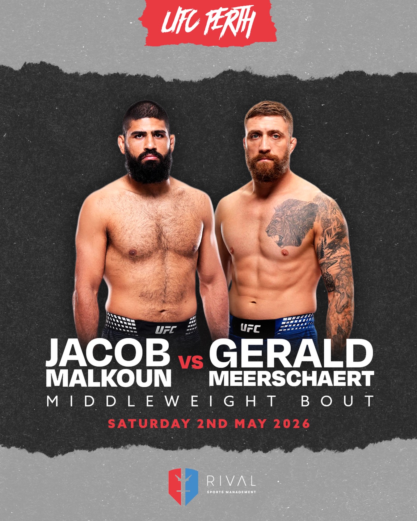 Mamba is locked in! Jacob Malkoun is set to take on Gerald Meerschaert in a middleweight clash at UFC Perth on May 2nd. There’s no slowing down. #RivalSportsManagement