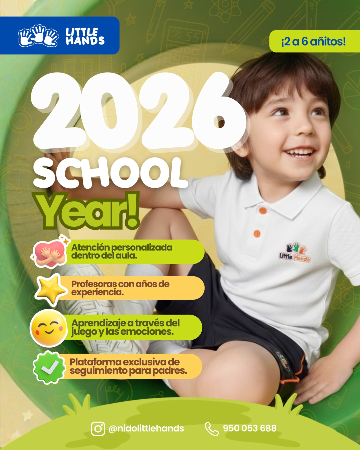 ¡Estamos aquí para acompañar con la mejor experiencia a nivel inicial! Te brindamos atención personalizada y un espacio acogedor con maestras de experiencia, que acompañarán el crecimiento de tu pequeño brindándoles conocimiento y mucho amor. ¡Te esperamos! 🩵🤓
🍎 1 a 6 añitos
📞 950 053 688
📍Los Jaguares 104 - Matellini, Chorrillos. Lima
☀️ Summer Fun! - Talleres de Verano
✏️ ADMISIÓN 2026!
🐥 Estimulación Temprana (Inicio: 1 de Abril)
#nidolittlehands #nidoslima #añoescolar #nidobilingue