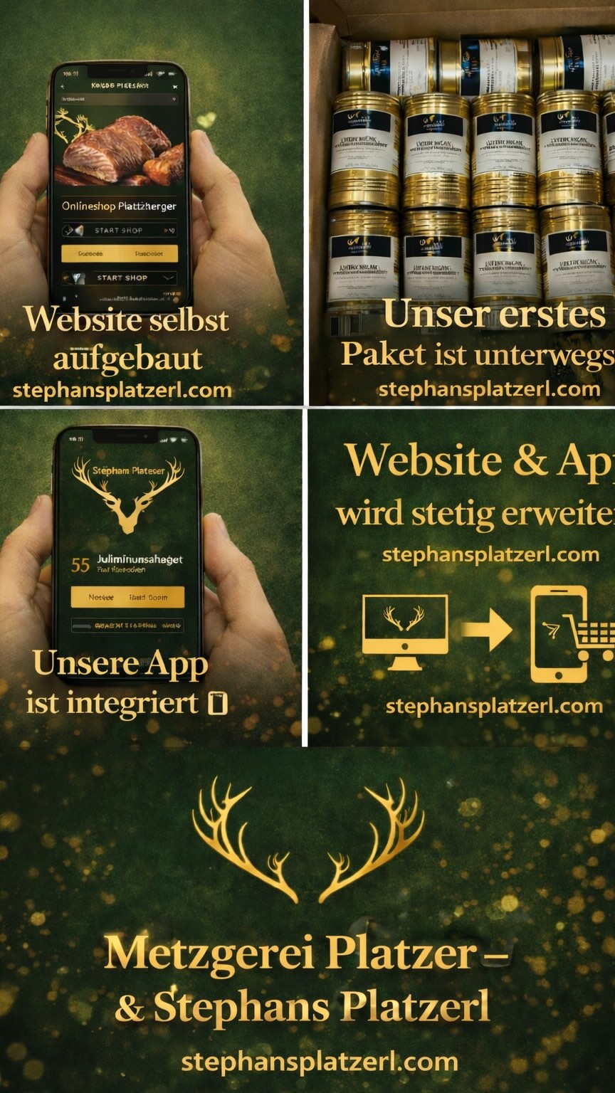 55 Jahre Handwerk, Qualität und Vertrauen.
Ein besonderer Moment: Unser erstes Online-Paket wurde verschickt.
Unsere Website haben wir selbst aufgebaut – mit eigenem Shop.(es ruckelt noch ein bisschen, aber wir arbeiten daran 😉)
Direkt über die Website kann auch unsere App geladen werden.
So bleibt ihr immer auf dem laufenden.
Und diese Woche feiern wir mit starken Jubiläumsangeboten:
Schweinehals 100 Gramm für 99 Cent,
Kalbsroulade 100 Gramm für 1 Euro,
Wiener 100 Gramm für 1 Euro.
Metzgerei Platzer – stolz auf gestern, bereit für morgen.
#MetzgereiPlatzer #StephansPlatzerl #55JahreTradition #TraditionGehtWeiter #Metzgerhandwerk HandwerkMitHerz RegionalGenießen Familienbetrieb Onlineshop WebsiteLaunch ErstesPaketUnterwegs FoodLoversGermany Genussmomente QualitätDieManSchmeckt RegionalIstGenial Feinkost WurstLiebe Fleischgenuss OnlineBestellen DeutschlandGenießt