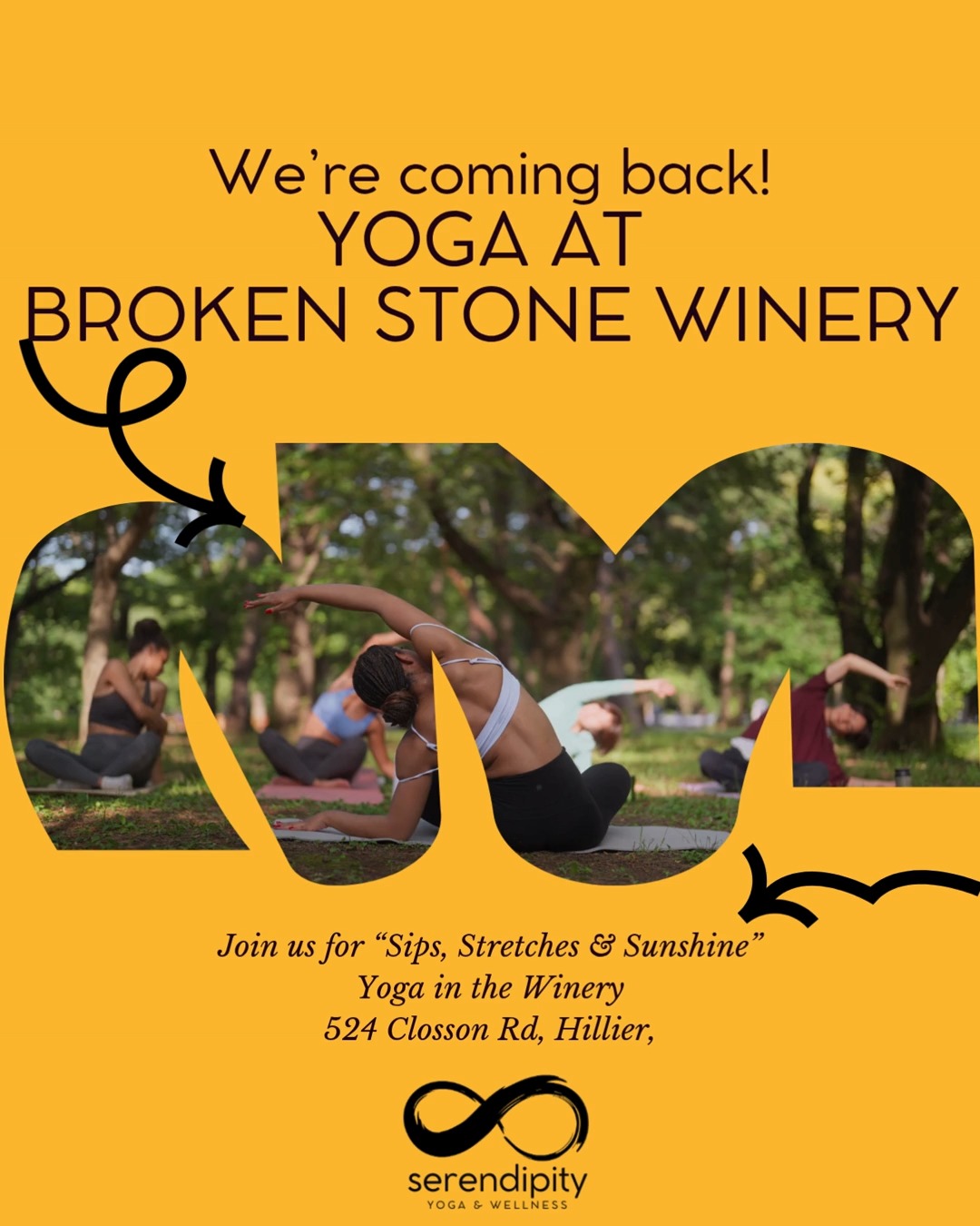 We’re so happy to share that Serendipity Yoga will be returning to Broken Stone Winery this summer.
Yoga in the vineyard begins again in June, offering a chance to move, breathe, and unwind surrounded by the beauty of the vines and countryside. It’s a practice that feels like a getaway, whether you’re visiting the County or enjoying it close to home.
These vineyard practices are perfect for bachelorettes, bridal parties, family reunions, weekend getaways, or simply meaningful time together outdoors. Slow down, stretch, and savour the experience in a truly special setting.
More details and dates will be shared soon. We can’t wait to practice with you among the vines.
#serendipityyoga
#yogapec
#healthymovementyourway
#brokenstonewinery