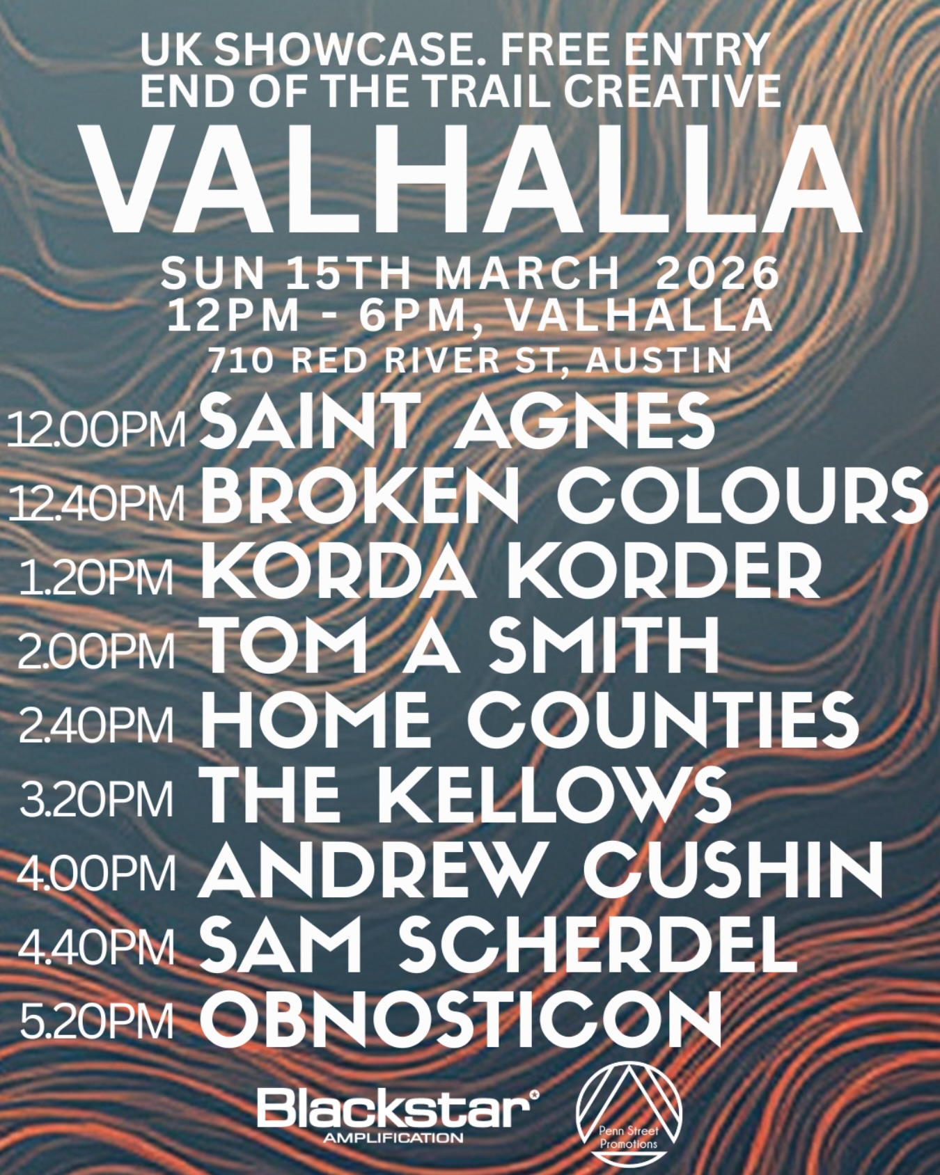 Tmoz at 12.40pn we perform for @endofthetrailcreative on the Vahalla Stage for the uk bands showcase with some of the best upcoming Brit acts. Including old friends @homecountiesband @tomasmithmusic @thekellows @kordakorder plus more great acts.
Can’t wait. See you there.