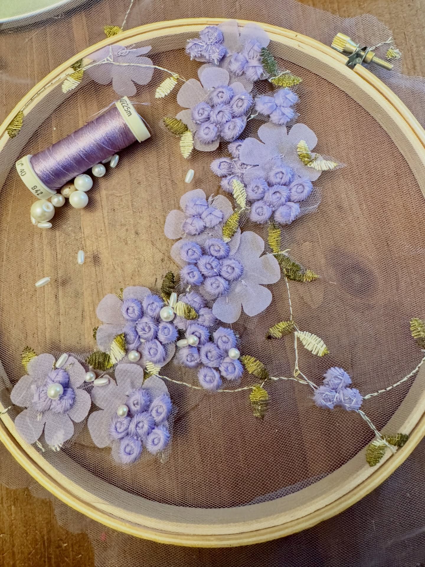 💜 🍃 🌺 🍃 💜 Embellishment in progress for the Bridgerton Gown neckline 💜 🍃 🌺 🍃 💜 #bridgerton #regencyfashion #embellishment #gown #sewingproject