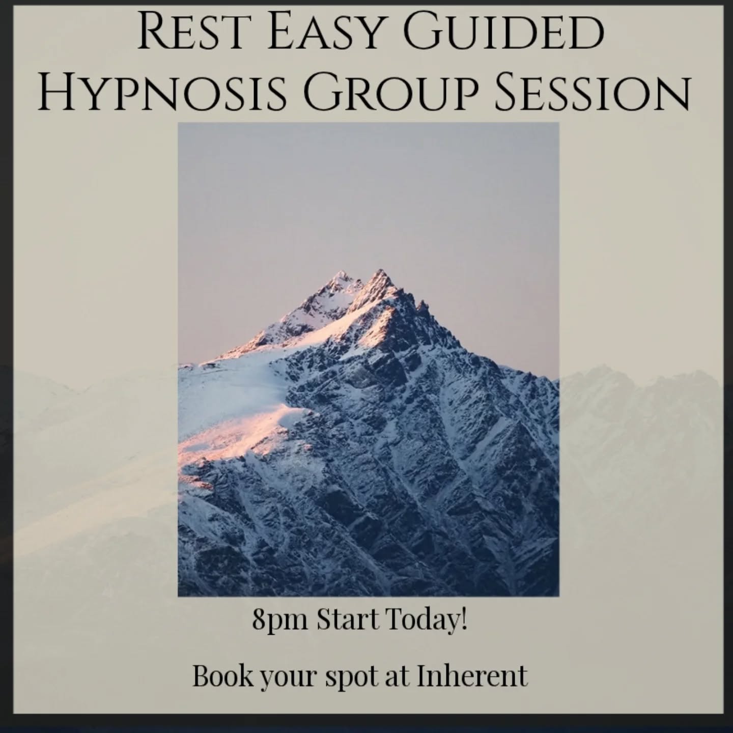 Rest Easy Guided Hypnosis Group Session is on tonight, starting tonight at 8pm and running until 9pm.
Tune in for an hour of relaxing and restoring the mind and body towards healthy sleeping and a great week ahead!