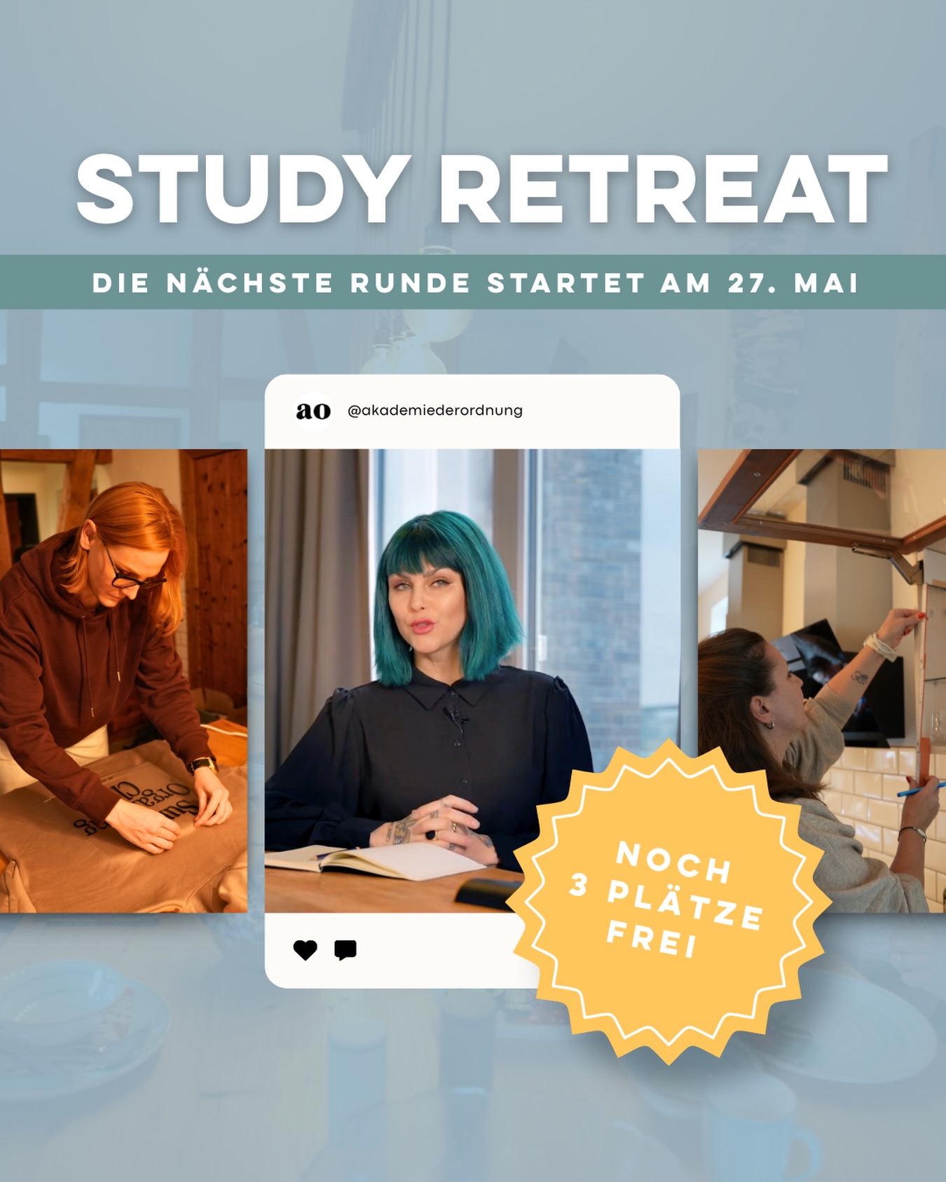 Was ist das das Study Retreat?
Ein geschützter Raum für den Weg zum Ordnungscoach.
Im März war Isabella Franke gemeinsam mit 7 Teilnehmerinnen im Harz für 6 intensive Tage voller Lernen, Austausch und Fokus auf den eigenen Businessstart.
Fern vom Alltag entstand ein Raum, in dem sich alles um einen gemeinsamen Wunsch drehte:
Ordnung zum Beruf machen.
Die Tage waren vollgepackt mit wertvollem Input rund um das Ordnungsbusiness.
Unter anderem ging es um:
✨ Ausmisten & Loslassen
✨ den Ablauf eines Organizing-Projekts
✨ Kundenanalyse & Erstgespräch
✨ Projektstruktur und Ablaufplanung
✨ Produktbeschaffung
✨ Verträge, Unterlagen und Business-Strukturen
✨ Rechtliches, Buchhaltung, Lizenzen u.v.m.
Schritt für Schritt konnten die Teilnehmerinnen ihr eigenes Business greifbar machen bis hin zum eigenen Businessplan.
Für Isabella ist es jedes Mal etwas ganz Besonderes zu sehen, wie Frauen in diesen Tagen Klarheit gewinnen und mutig den Schritt in die Selbstständigkeit vorbereiten. Wir von der Akademie der Ordnung sind unglaublich dankbar, so viele Menschen auf diesem Weg begleiten zu dürfen. 💛
Ein weiterer wichtiger Teil des Retreats:
Die liebe Tina hat uns täglich mit gesunder Vollverpflegung versorgt.
Der große Vorteil:
Niemand muss sich um Einkaufen, Kochen oder Planung kümmern.
Gerade wenn man eine Ausbildung macht oder ein Business aufbaut, ist dieser Fokus unglaublich wertvoll.
Statt ständig unterbrochen zu werden, können Gedanken und Ideen vollständig in das Lernen und den Businessaufbau fließen. Das schafft Ruhe im Kopf und Raum für Fokus.
DIE NÄCHSTEN TERMINE FÜR 2026:
27.5.-1.6.26
16.-21.9.26
👉 Sichere dir einen Platz für einen der nächsten Termine.
Alle Infos findest du über den Link in der Bio.
#ordnungscoach #ordnungalsberuf #retreat #womeninbusiness #selbstständigwerden