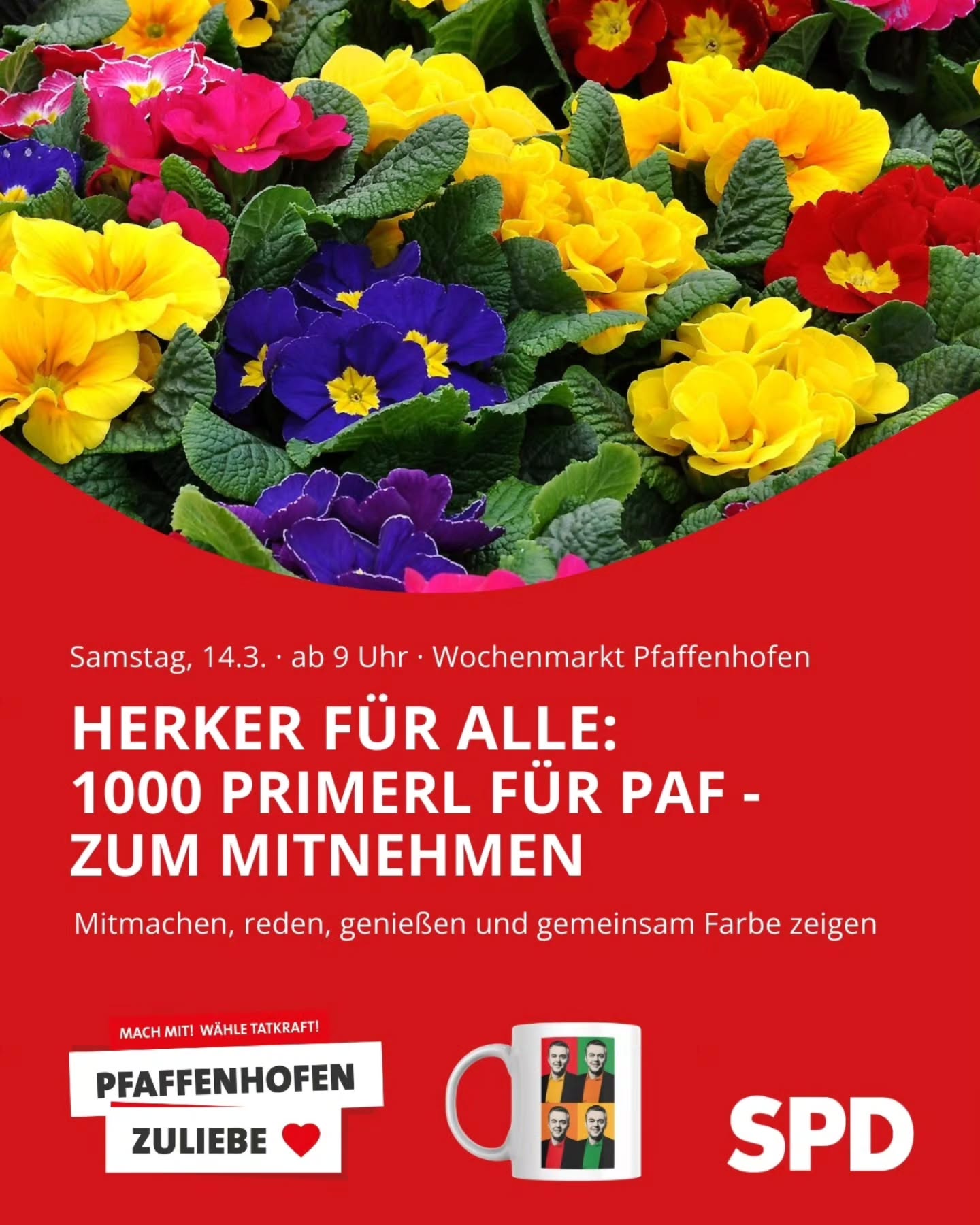 Wir sehen uns am Wochenmarkt.
Lasst uns gemeinsam den Frühling und gute Laune genießen.