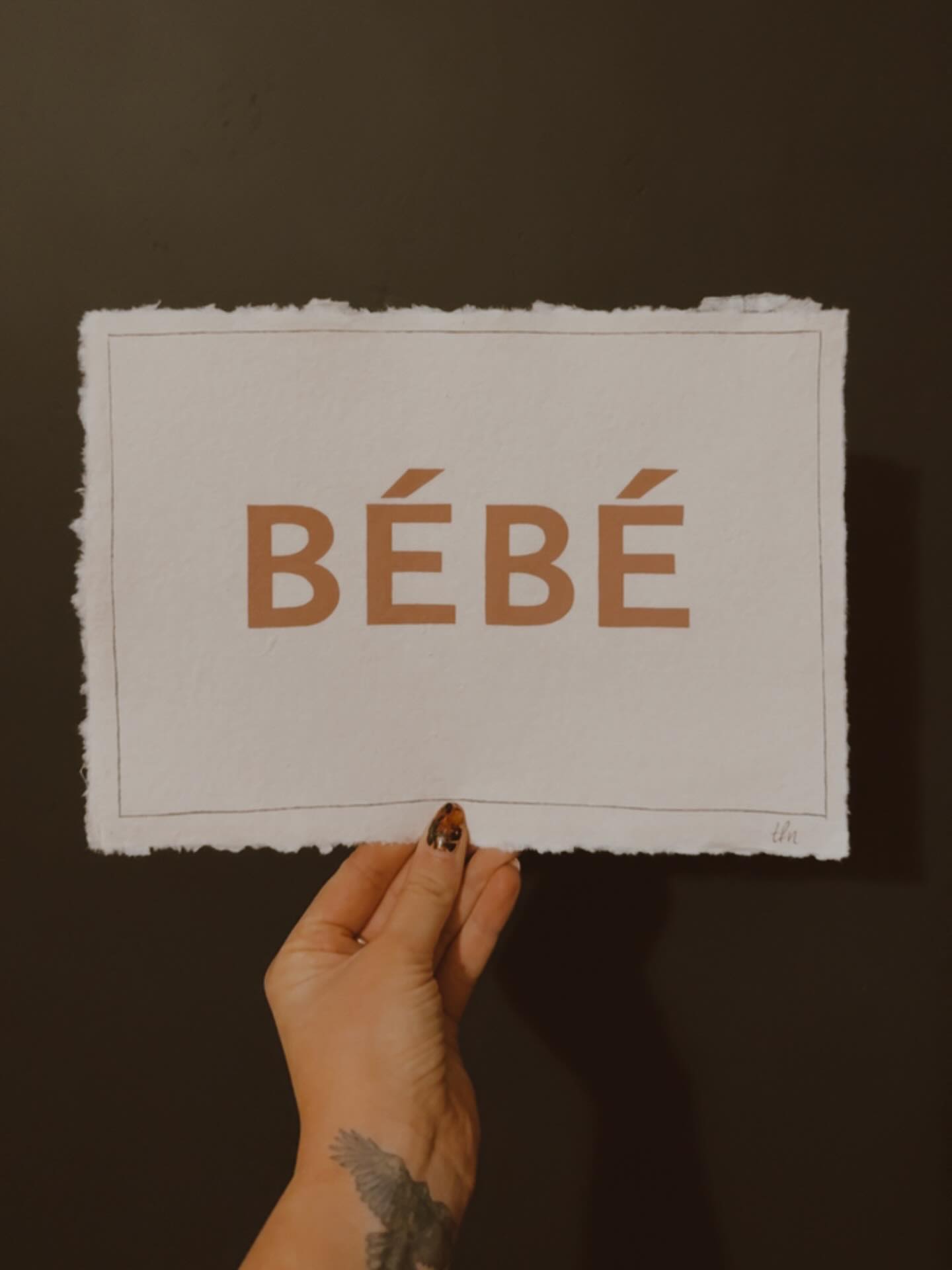 cute little baby shower gift posted out today - blush pink hand painted lettering, sage green trim on handmade cotton rag paper.
.
.
.
.
#customart #babyshowergiftideas #bébé #blushpink #handmadepaper