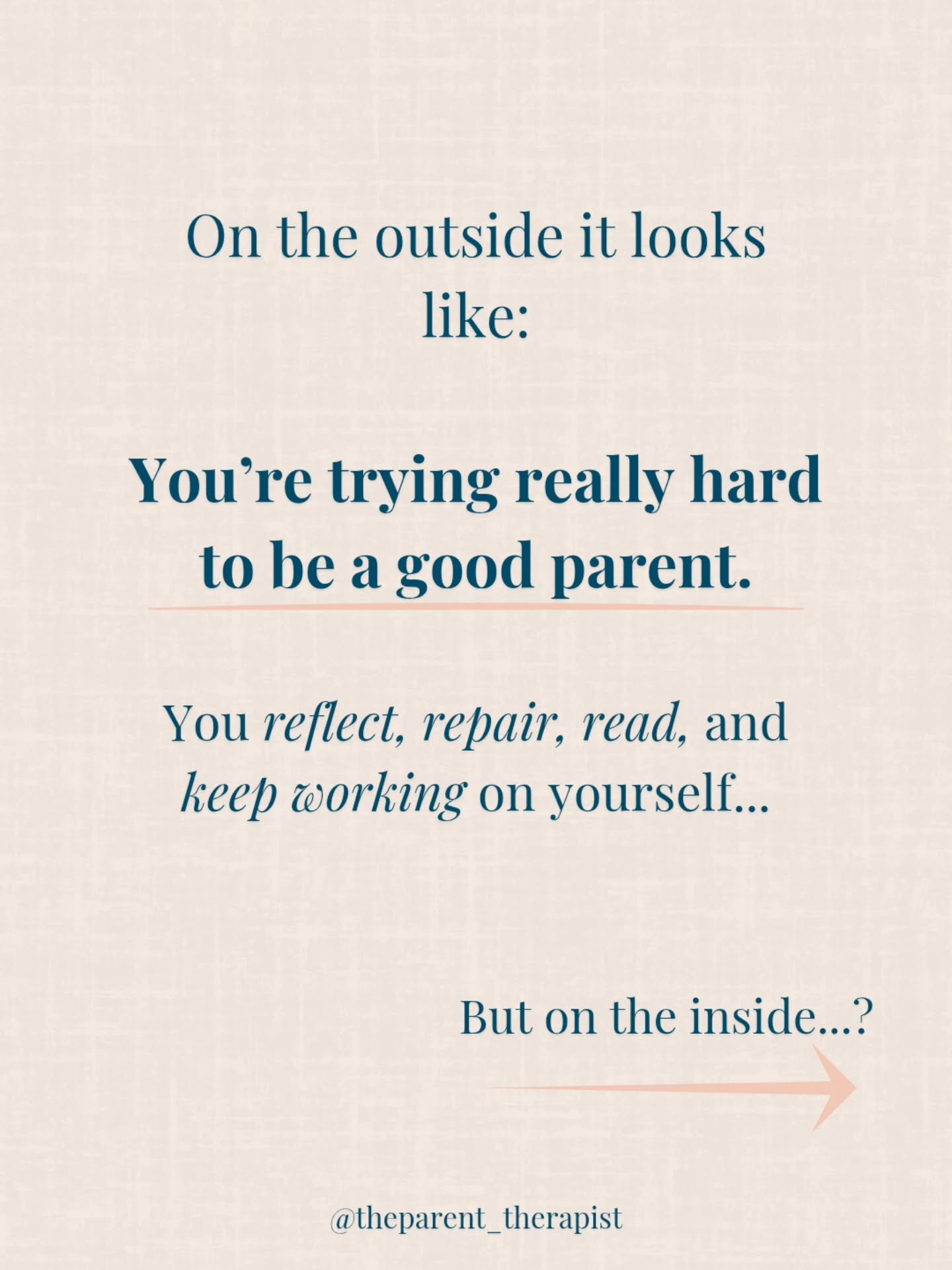You’re not overwhelmed because you’re doing it wrong.
For so many parents, this feeling comes from a much deeper place…
a belief that being ‘enough’ has to be earned.
So, parenting stops feeling like something you do…
and starts feeling like something that defines your worth.
No wonder it feels so heavy.
This is something I see all the time in parenting therapy, and it can shift, I promise xx
#parentingoverwhelm #mumlife #parentingstruggles #mentalload #parentingstress