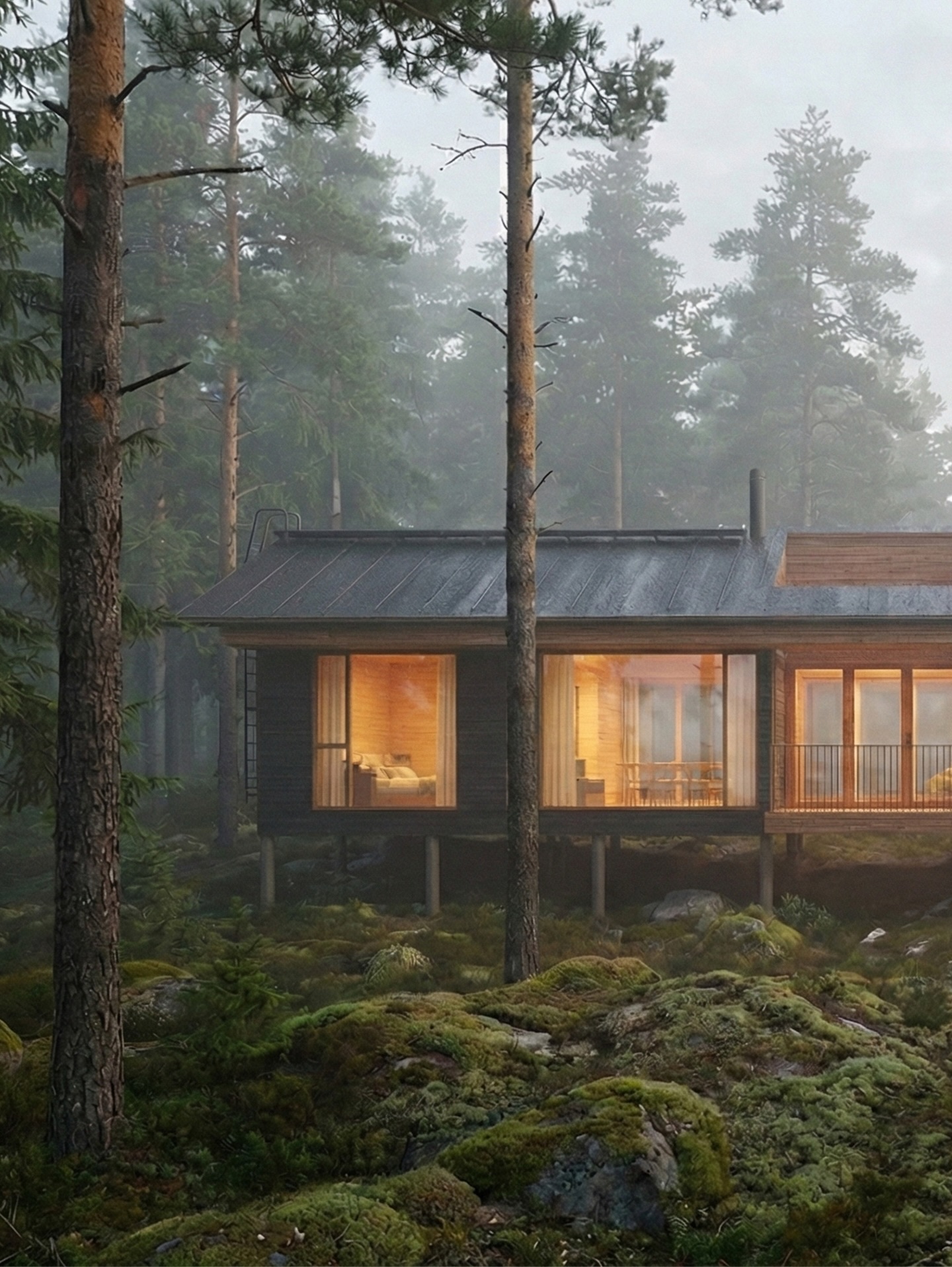 The Björnstrand project in Salo is set within a forest environment, elevated on steel pillars to minimise its footprint and allow the landscape to flow beneath and around it.
A central light well and large windows draw daylight deep into the house, framing shifting views of forest and water throughout the day. Generous decking extends the living spaces outward, creating quiet places to experience the surrounding nature.
Construction begins this year.
Visualisation created with AI.
#architecture #scandinavian #scandinavianarchitecture #nordicdesign #designstudio