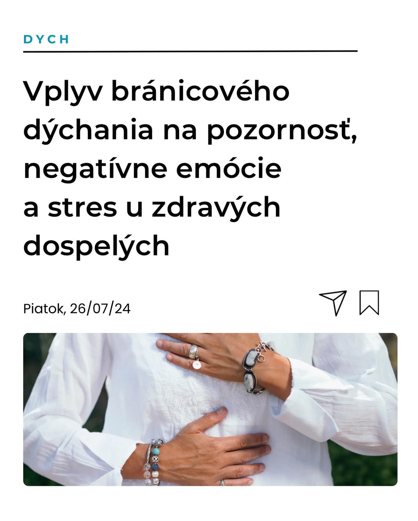 🧠 Vieš ako môže bránicové dýchanie zlepšiť tvoje zdravie?
Podľa tejto štúdie má bránicové dýchanie mnoho výhod:
✅ zlepšenie pozornosti
✅ zníženie negatívnych emócií
✅ zníženie hladiny stresového hormónu kortizolu
Účastníci, ktorí praktizovali bránicové dýchanie počas 8 týždňov, zaznamenali zlepšenie vo všetkých týchto oblastiach. 💪
Skús to aj ty a zlepši svoje zdravie pomocou hlbokého dýchania. 💨
#dych #dýchanie #dychlieči #breathing #funkčný dych #zdravie #pohoda #bránicovédýchanie #dýchanienosom #vedecká štúdia