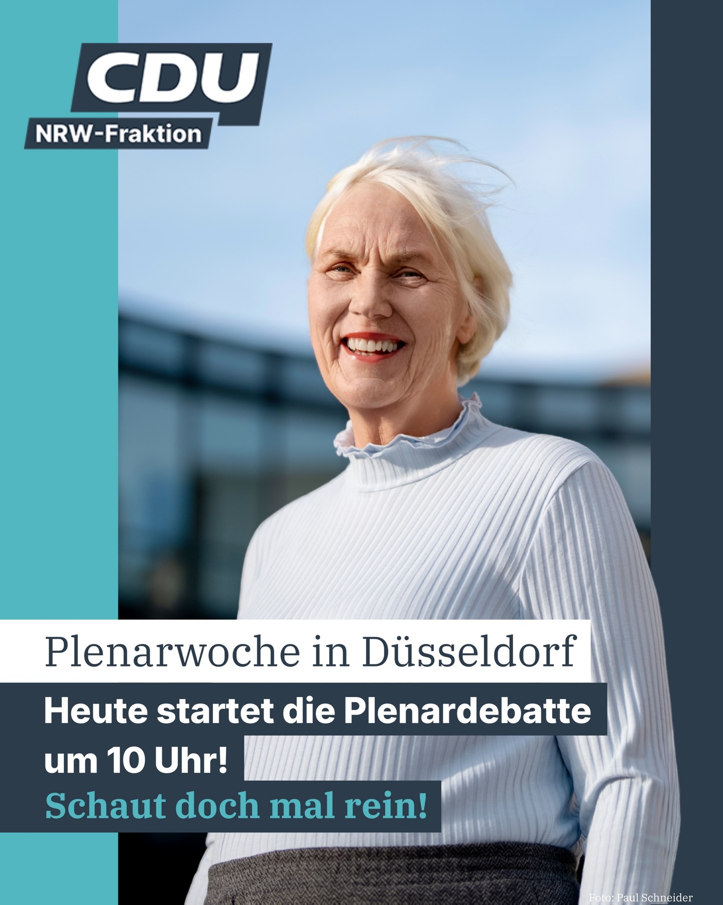 ☀️ Heute ist wieder Plenartag im nordrhein-westfälischen Landtag – und wir beraten wichtige Themen für unser Land.
🧑🧑🧒 Im Mittelpunkt steht für mich heute der gemeinsam Antrag von CDU und Grünen zu den Kinderschutzambulanzen als eine Säule im Kinderschutzsystem zu stärken und Betroffene zu entlasten.
💻 Wer die Debatten live verfolgen möchte, kann den Plenartag ganz bequem im Livestream des Landtags NRW mitverfolgen.
💪🏻 Gemeinsam arbeiten wir daran, unser Land zukunftsfest zu machen – mit klarer Politik für die Menschen vor Ort.
#LandtagNRW #Plenum #CDU #NRW #Ehrenamt Heimat PolitikVorOrt