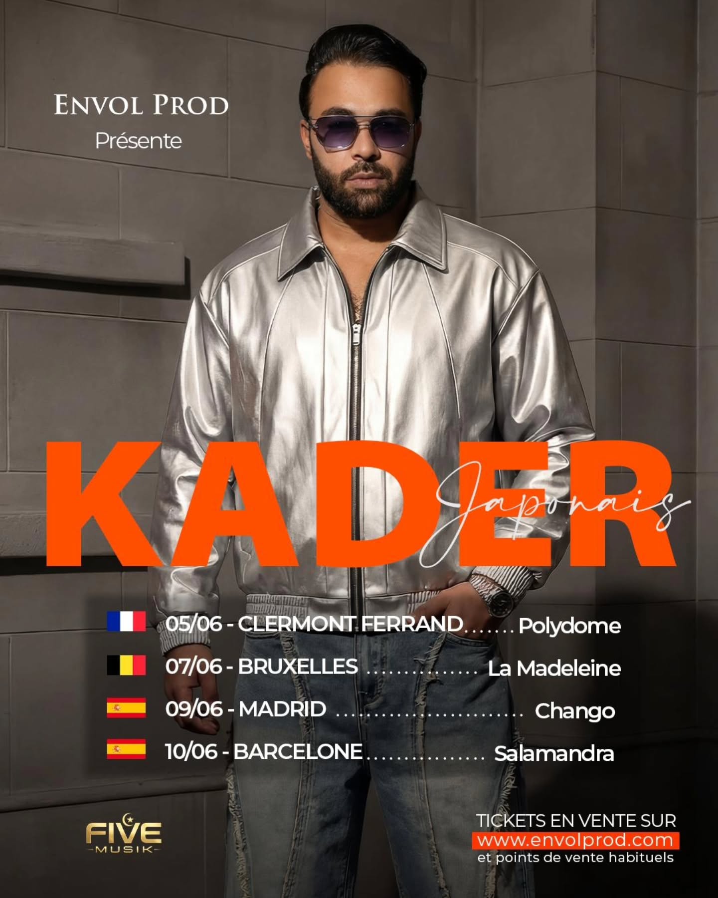 KADER JAPONAIS
LA TOURNÉE
Un show intense, une ambiance survoltée et une expérience musicale qui promet de marquer les esprits.
🎟 Mise en vente des tickets le 18 Mars sur envolprod.com
#Rai
#Algérie
#Maghreb
#Musique
#KaderJaponais