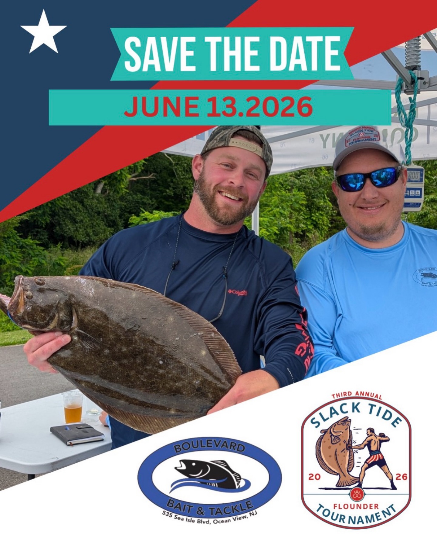 For you NJ fluke fanatics @slacktidebeer and @boulevard.bait.tackle are hosting the Slack Tide Flounder Pounder Tournament again in 2026. It is scheduled for June 13th, 2026. Last years tournament was a great turn out with some big fish caught that won some big money. Put this into your calendar, it’s worth it….especially the food, drinks, and weight ins at @slacktidebeer
#fishinglife #fishingtournament #fishingtackle #saltwaterfish #flounderpounder