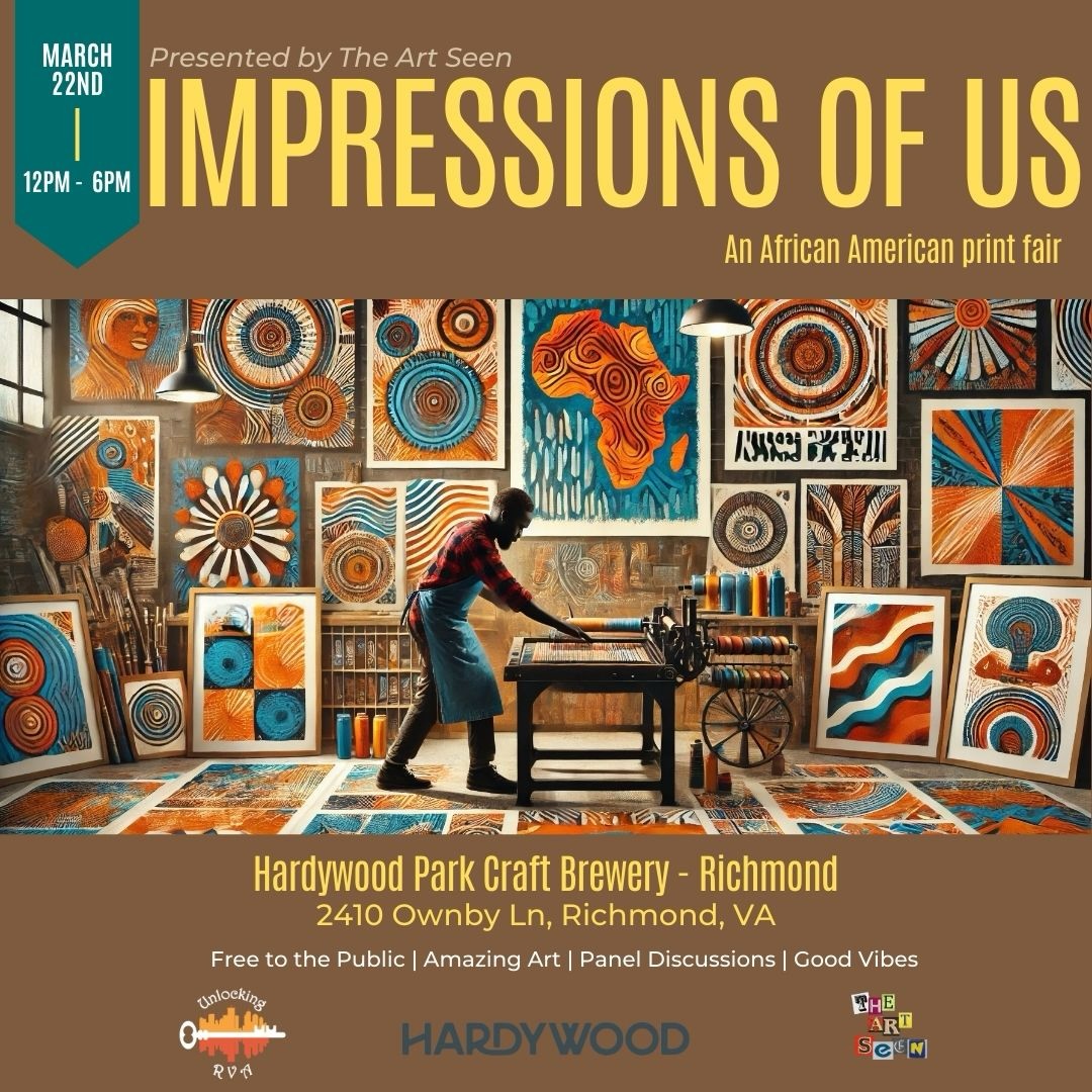 Richmond, get ready.
On March 22, The Art Seen presents Impressions of Us: African American Print Fair — a gathering celebrating the power, history, and future of African American printmaking.
This special event brings together an incredible lineup of African American artists sharing and selling their work, creating a space for the community to connect with artists and collect original prints.
The day will also feature a panel discussion exploring African American printmaking, creative practice, and cultural impact, along with live music throughout the event to keep the energy flowing.
Whether you’re an artist, collector, or someone who simply loves great art and great vibes, this is a moment you won’t want to miss.
🗓 March 22
⏰ 12–6 PM
📍 Hardywood Brewery – Downtown Richmond
Come celebrate print, culture, and community with us.
#ImpressionsOfUs #TheArtSeen #RichmondArt #AfricanAmericanArtists #SupportAfricanAmericanArtists BlackArtMatters
