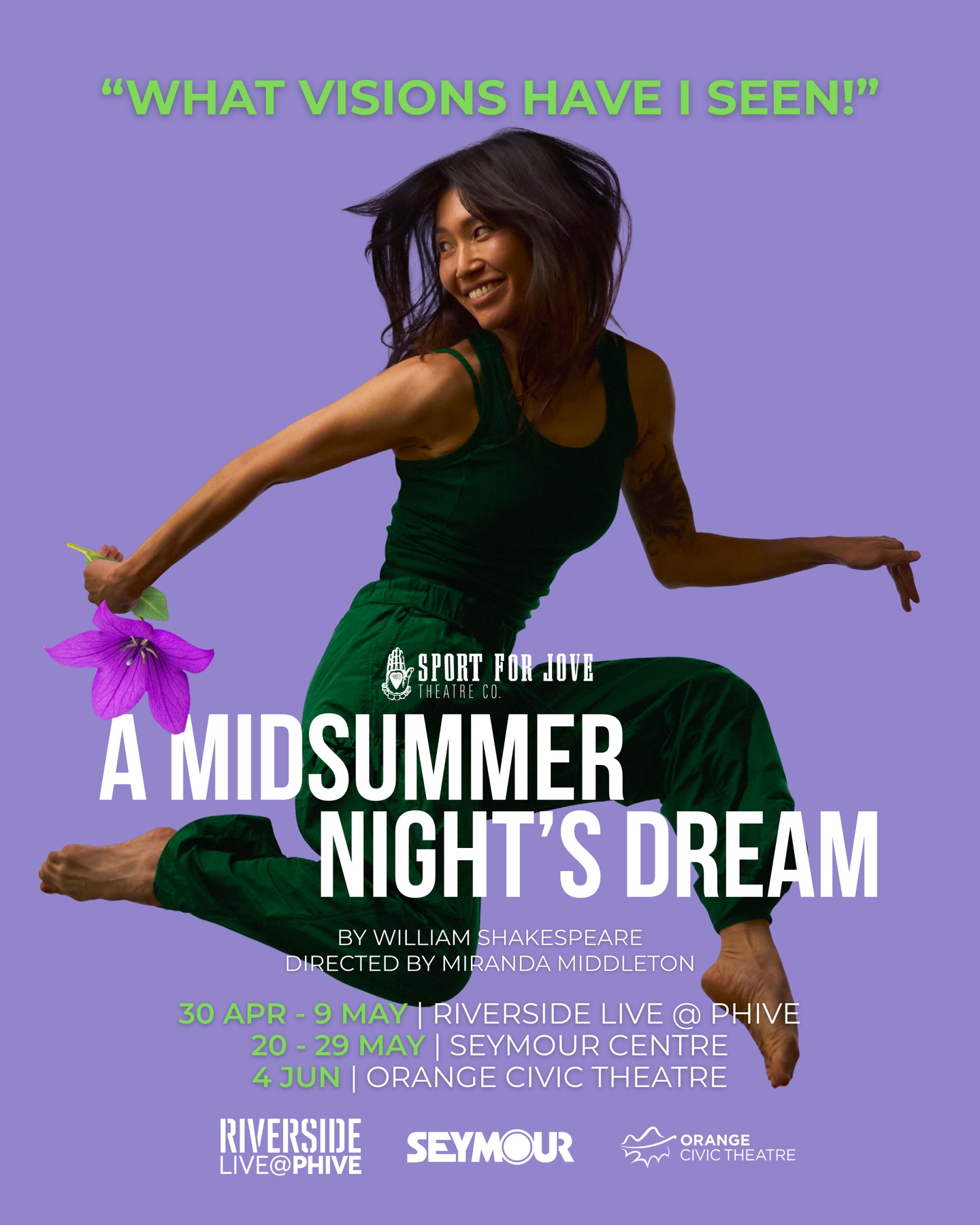 “WHAT VISIONS HAVE I SEEN!”
Director Miranda Middleton (Bright Star, 2025) unleashes Shakespeare’s most playful and surreal comedy in this bold, mischievous new staging, — where magic meddles with love, identities collapse, and a night in the forest changes everything.
Enter the enchanted chaos of A MIDSUMMER NIGHT’S DREAM, coming to Riverside Live @ PHIVE, Seymour Centre, and Orange Civic Theatre.
🌺
A MIDSUMMER NIGHT’S DREAM
by William Shakespeare
Directed by Miranda Middleton
30 APR – 9 MAY | RIVERSIDE LIVE @ PHIVE
20 – 29 MAY | SEYMOUR CENTRE
4 JUN | ORANGE CIVIC THEATRE
🎟️ For tickets, follow the link in our bio or visit sportforjove.com.au/a-midsummer-nights-dream-2026
#SFJDream2026 #SportForJove #SportForJoveTheatre #SFJSeason2026