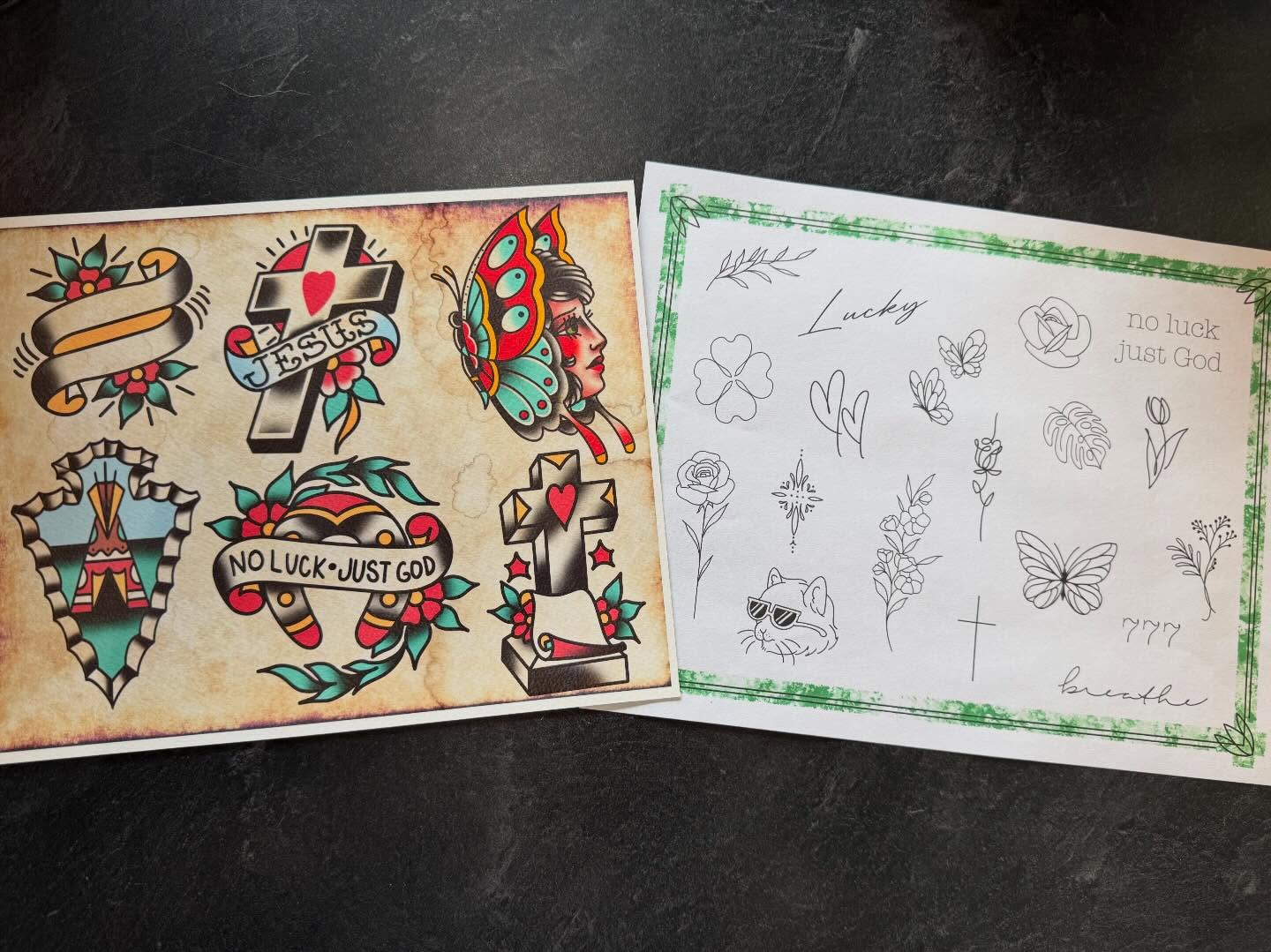 All of our designs for today 🍀 pricing is between $150-200 plus an extra $50 off today if you book another tattoo appointment! Our navel piercings will be $60 today and tomorrow with a free upgrade to titanium jewelry!