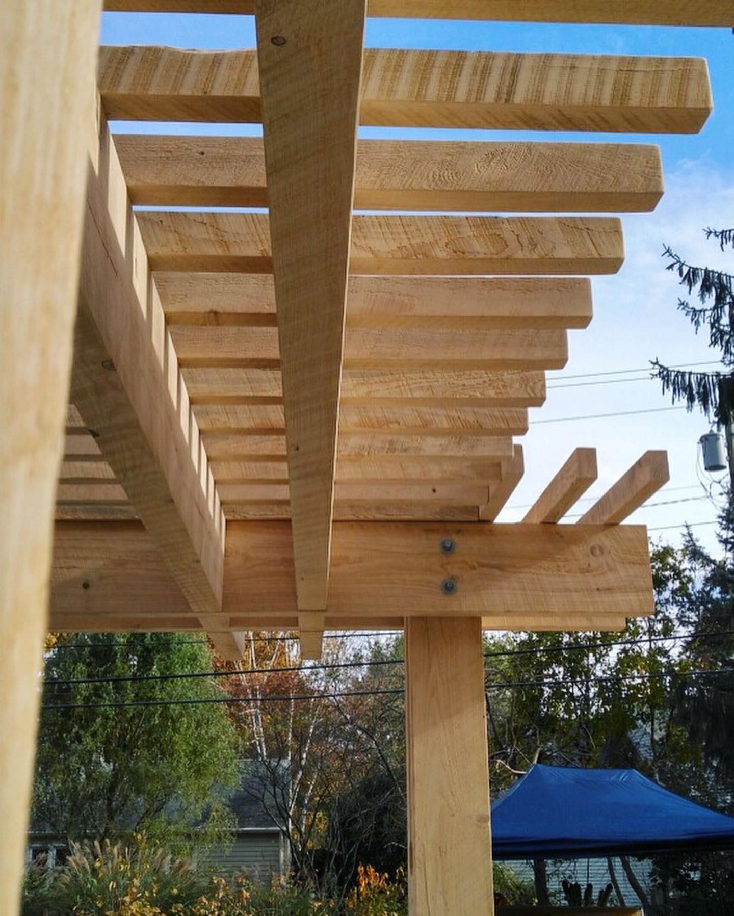 Rough cut hemlock pergola going up today.
#pergola #carpentry #bluesky #freshair #outside #patio #outdoorliving #paflagstone #hardscaping #landscapersofinstagram #statecollege #pennstate #landscaper #yondermountain #conservation