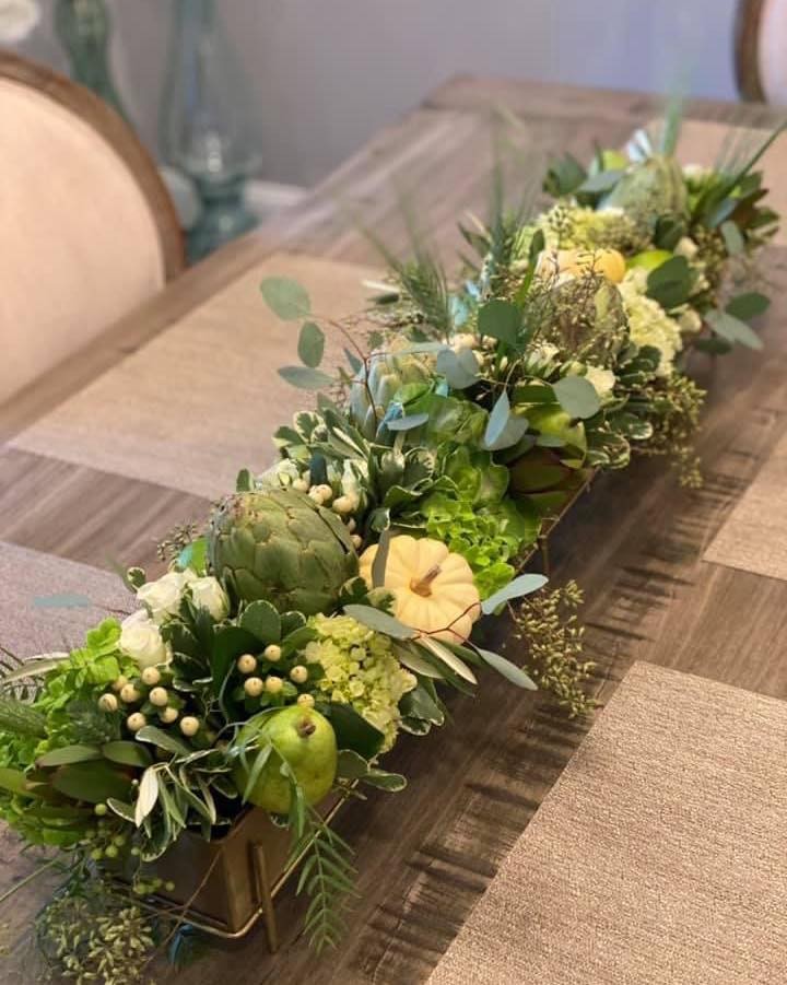 We spent the morning making people smile by delivering Thanksgiving arrangements! #thankful #thanksgiving #blissevents #flowers #fruitinyourflowers #bountiful #cornacopia