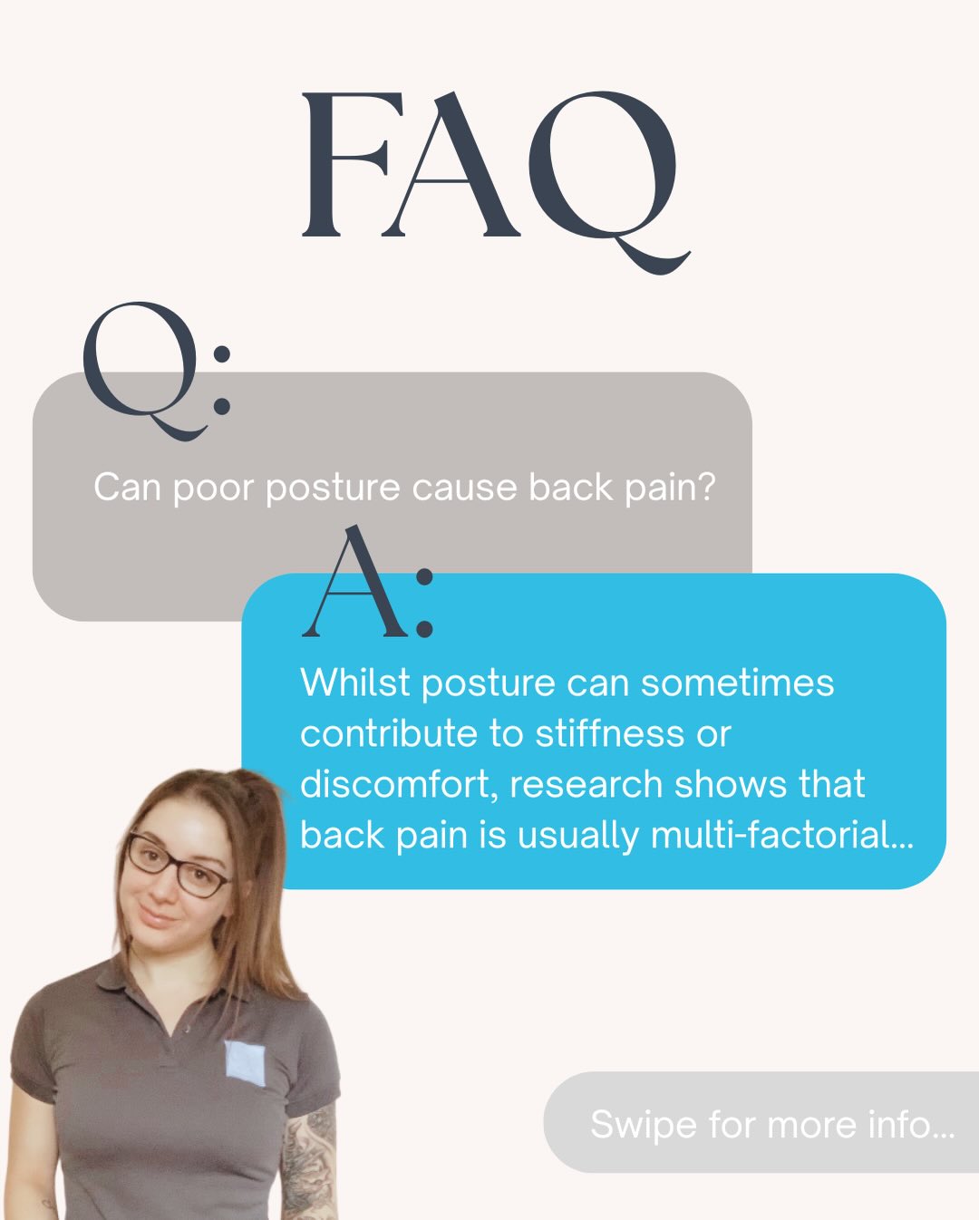Can back pain really be blamed on posture? 🤔
It’s one of the most common questions I hear in clinic. While posture can sometimes contribute to stiffness or discomfort, research shows that back pain is usually multifactorial - influenced by things like sleep, stress, movement, lifestyle, and general health.
Instead of chasing the perfect posture, it’s often more helpful to focus on regular movement, variety, and building strength in the body.
If back pain is something you’re dealing with, feel free to drop me a message. 💙👩🏻⚕️
Book online or get in touch using the details below 👇🏻
📞 01634 710292
🖥 info@chosteopathy.co.uk
🌐 www.chosteopathy.co.uk
#Osteopathy #MSKHealth #CHOsteopathy #backpain #PostureMyth